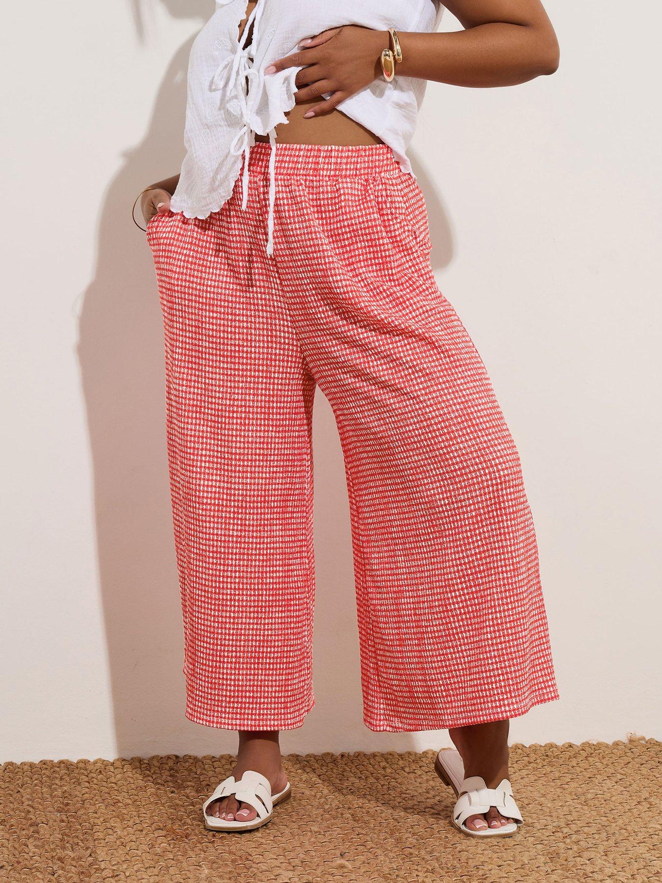 undefined Curve Crinkle Midaxi Culotte - Red