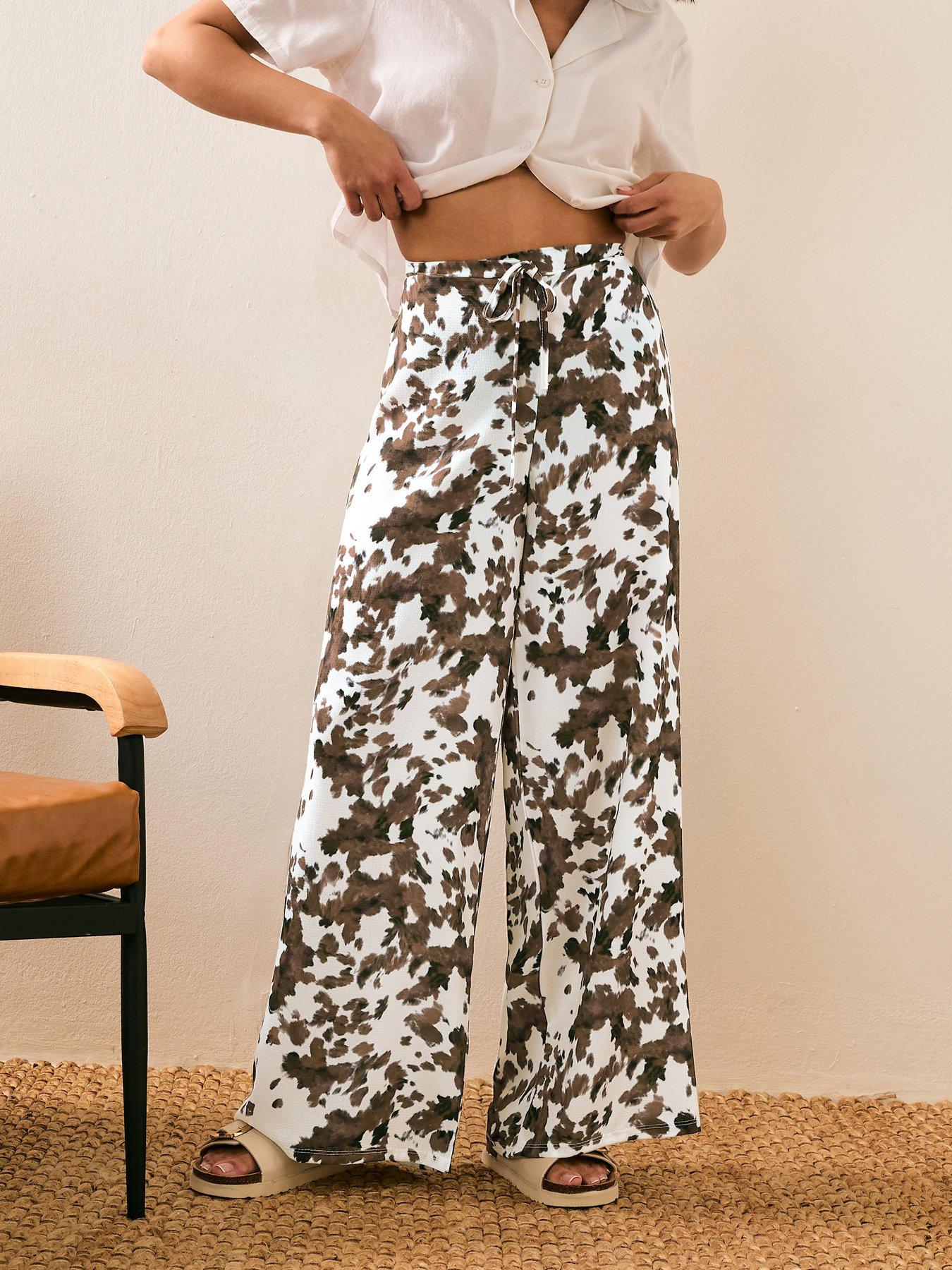 undefined Petite Cow Wide Leg Trouser