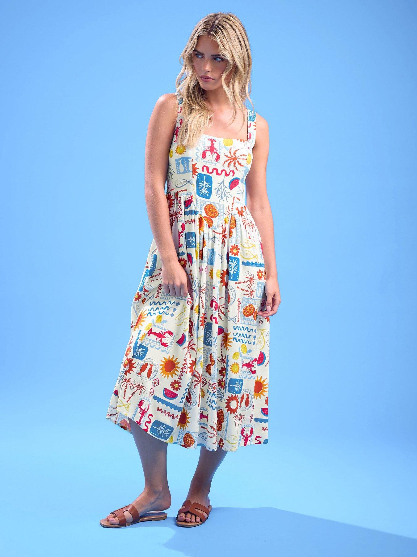 PixieGirl Petite Postcard Midi Dress White Very