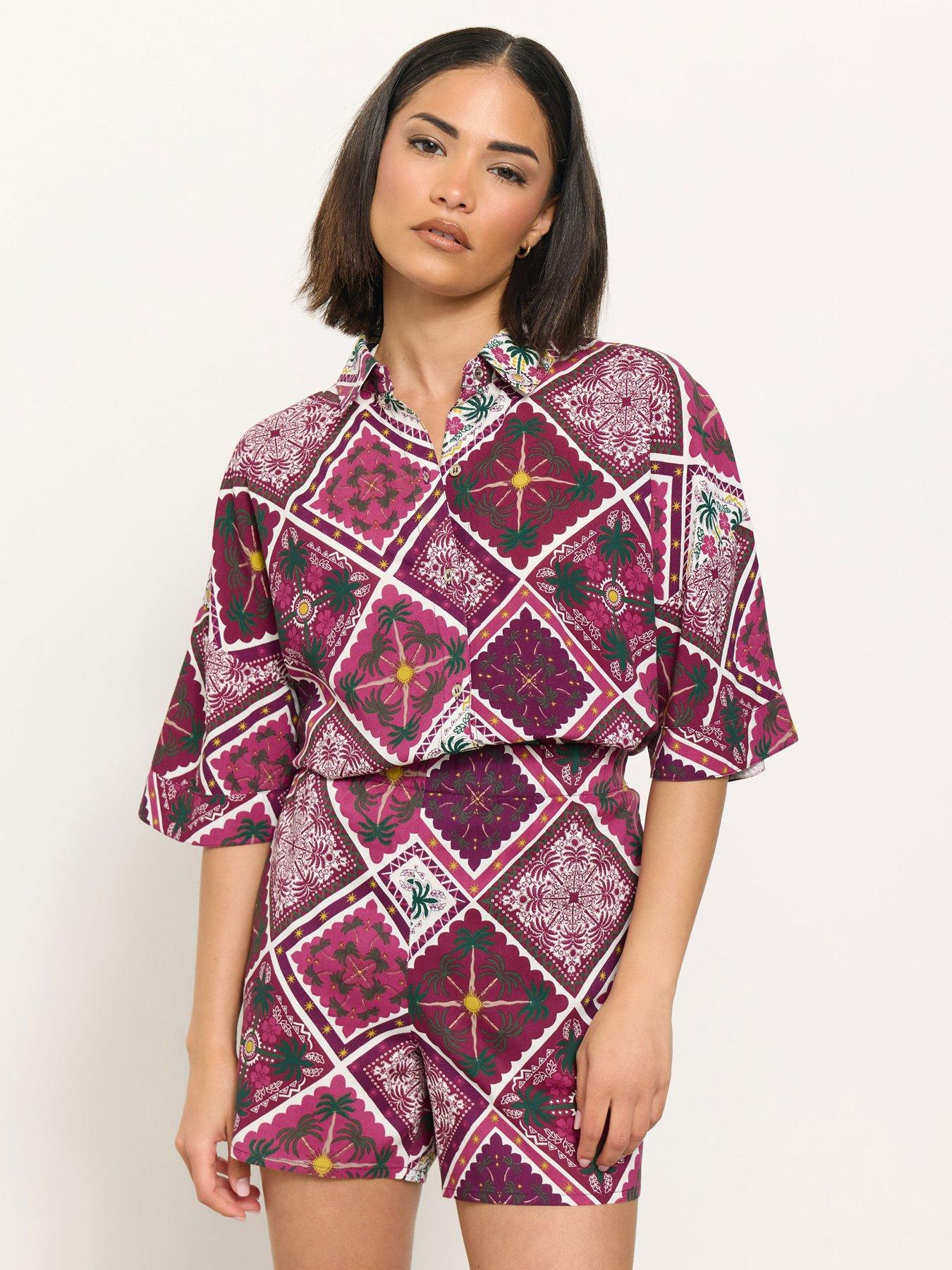 undefined Petite Tile Print Shirt - Pink