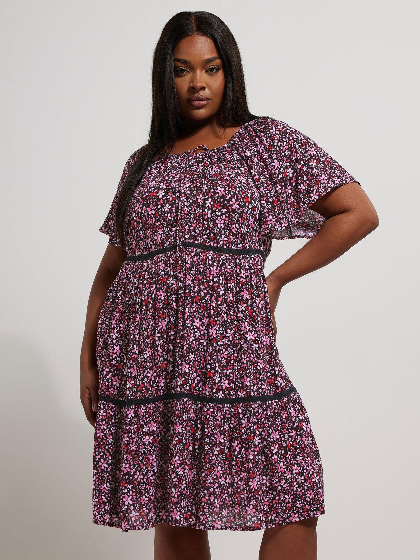 undefined Curve Gypsy Smock Dress - Pink