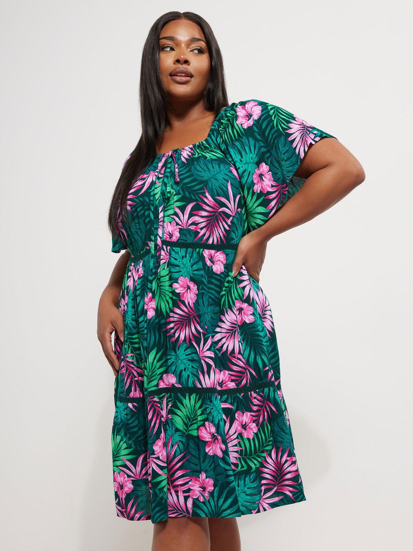 undefined Curve Gypsy Smock Dress - Green