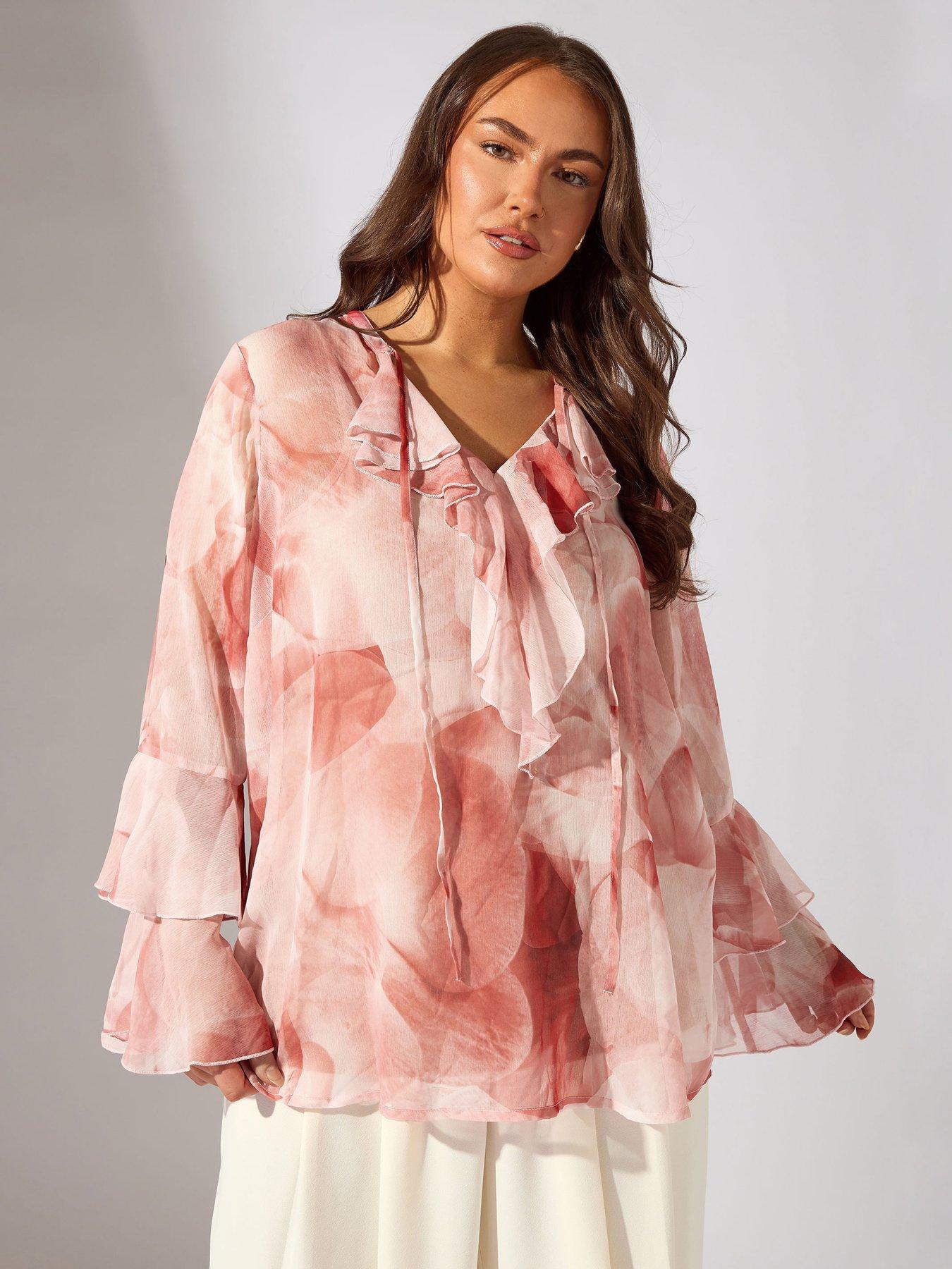undefined Floral Frill Top - Pink