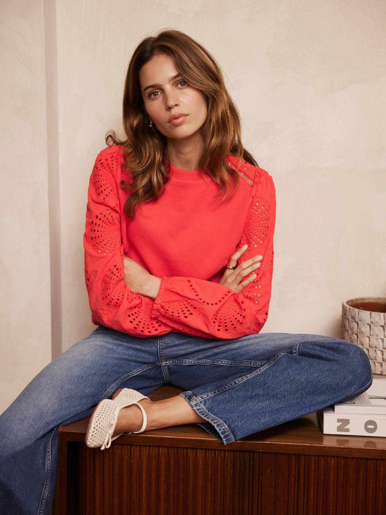 undefined Red Broderie Sweatshirt