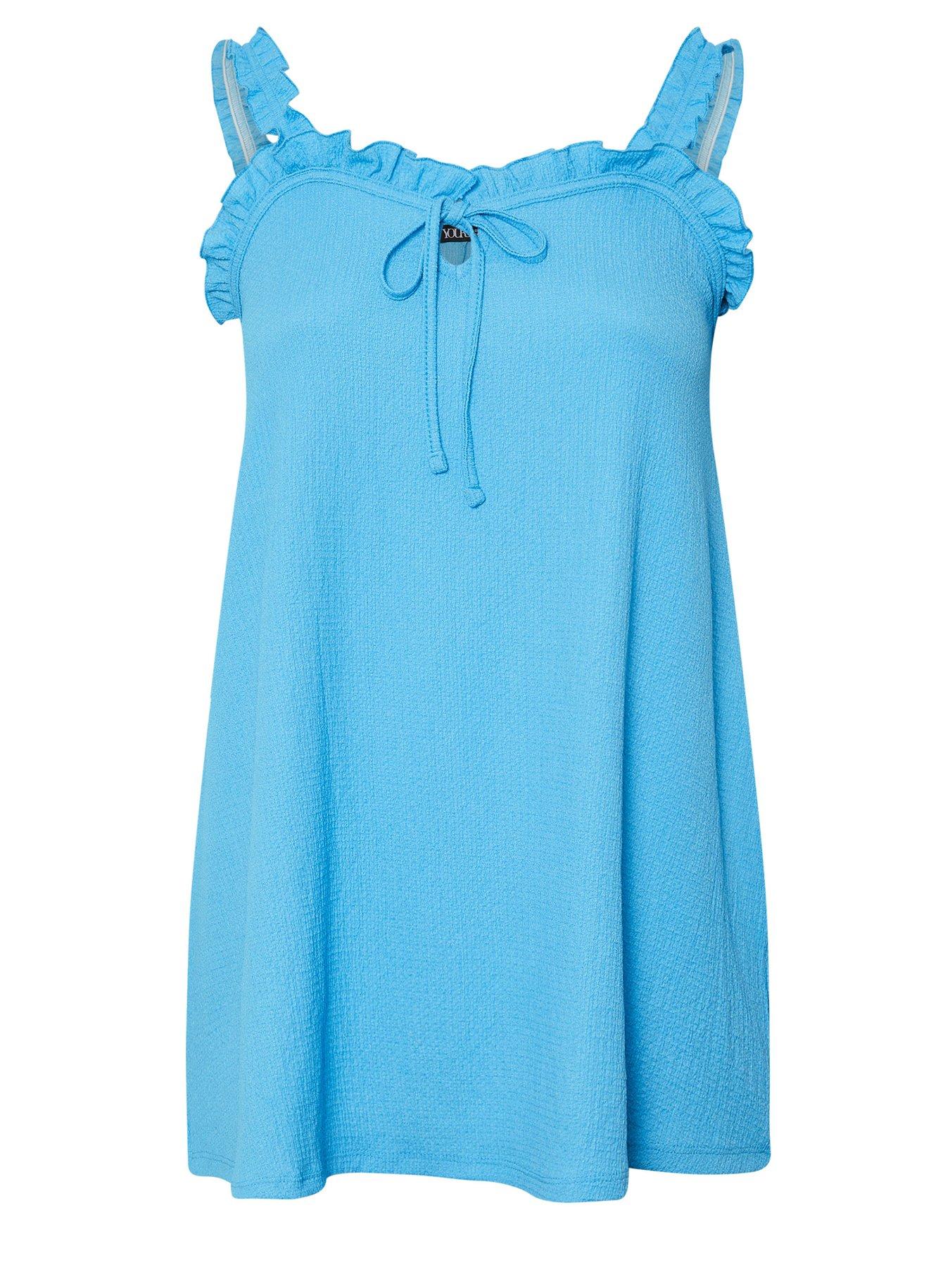 Image 5 of 5 of Yours Curve Swing Cami Frill Strap - Blue