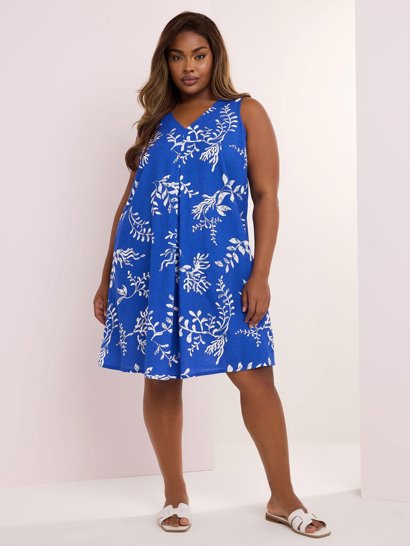 undefined Curve Linen Pleat Front Swing Dress