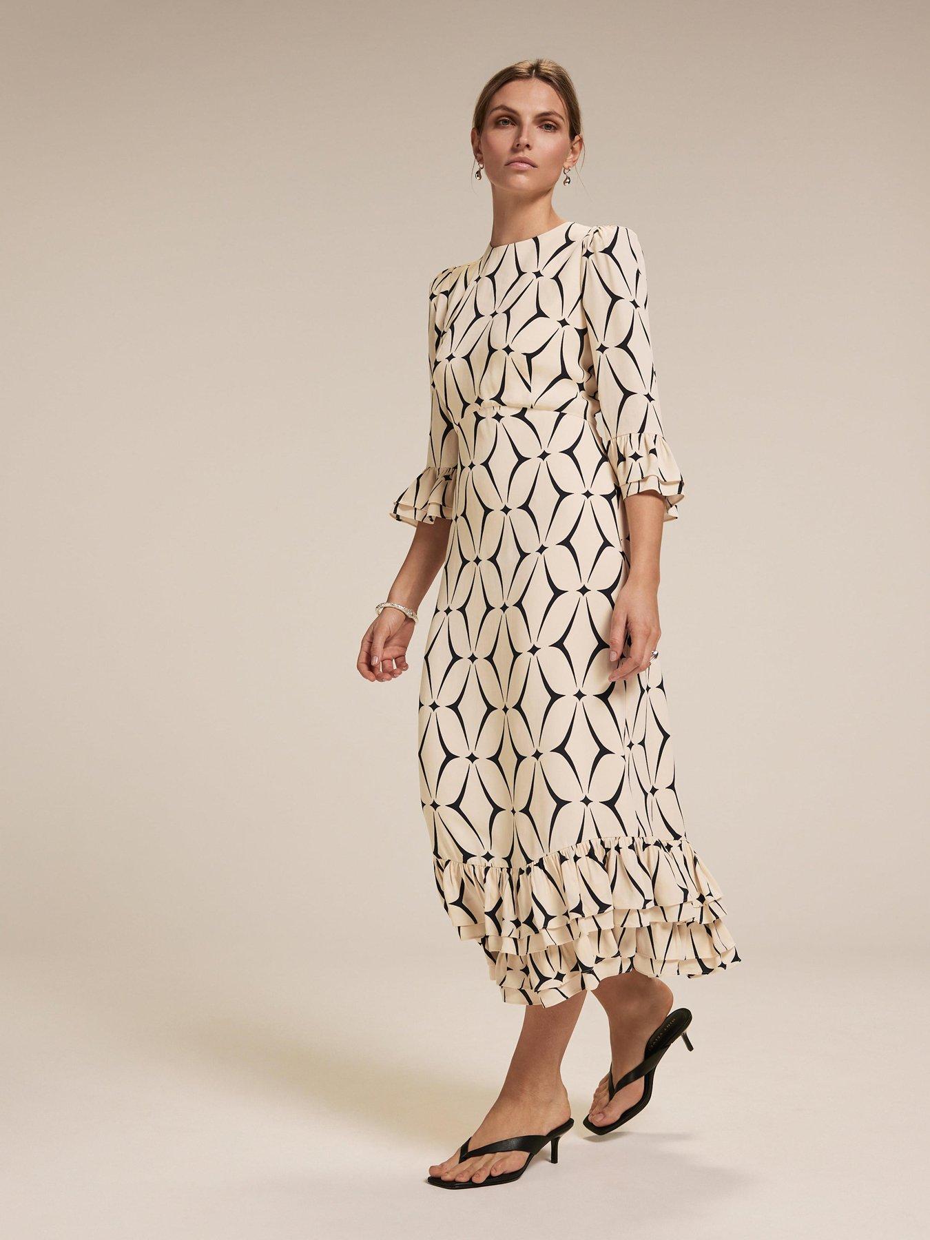 mint velvet dress Cream Floral Print Midi  4% Elastane. Mint Velvet Geo Print Ruffle