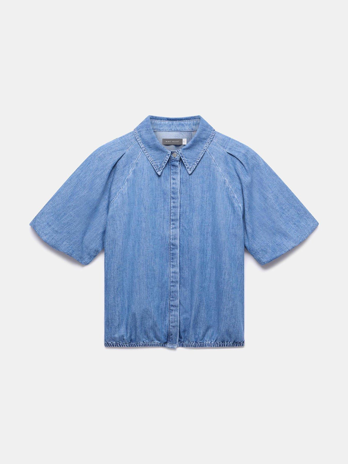 Mint Velvet Denim Puff Sleeve Shirt Indigo Very