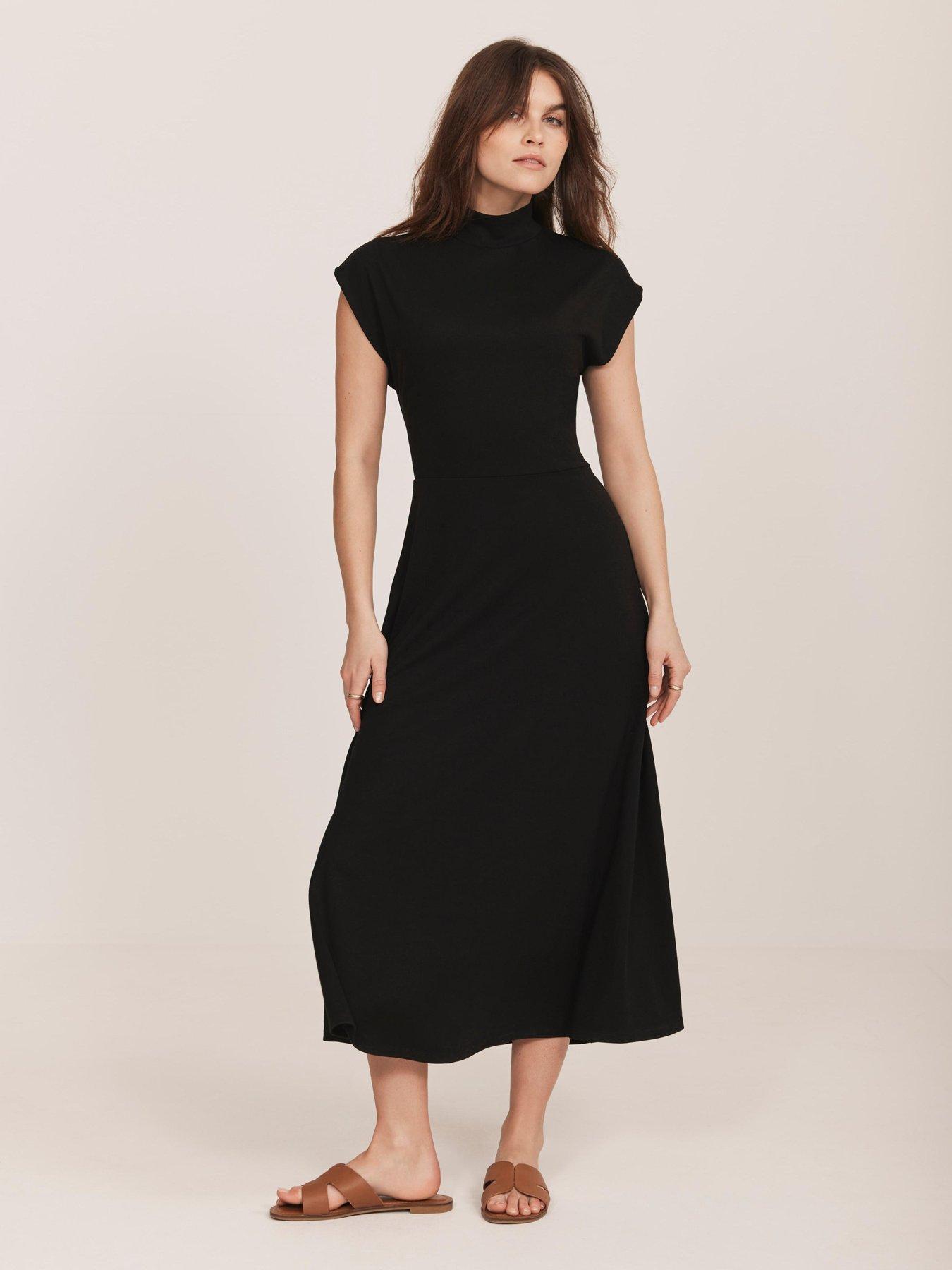 undefined Black Jersey High Neck Dress