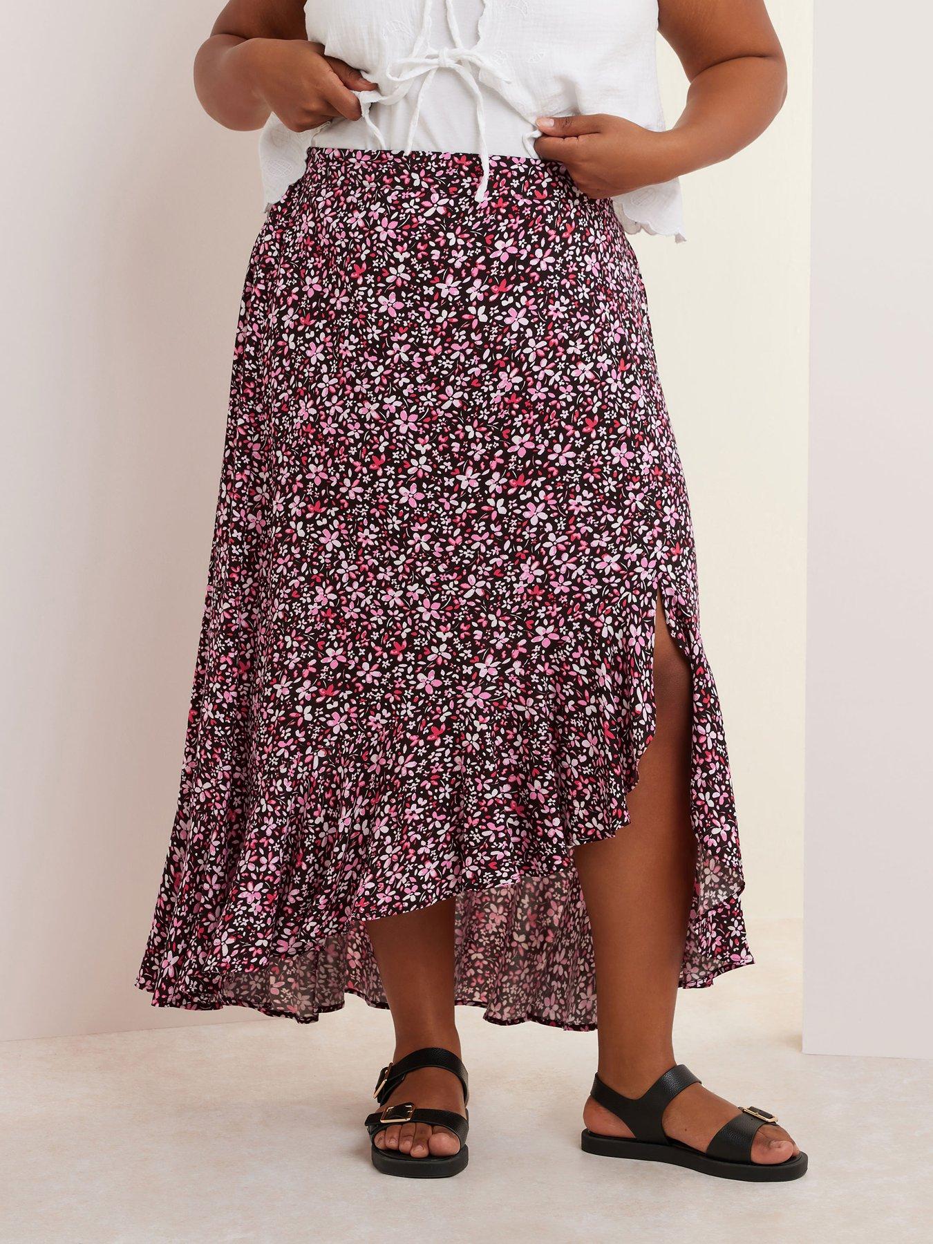 undefined Curve Ruffle Skirt - Pink