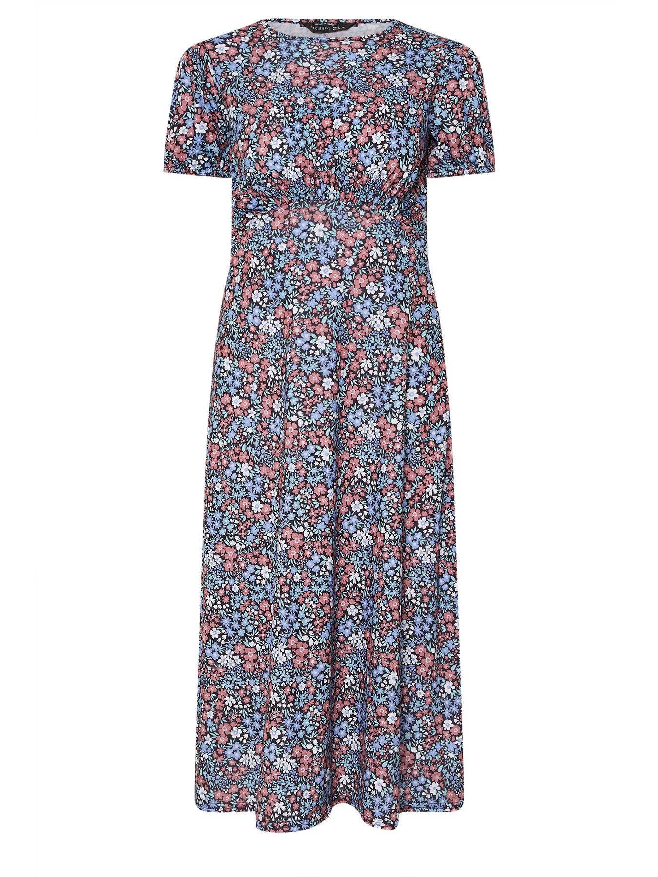 Image 5 of 5 of PixieGirl Petite Boho Ditsy Midi Dress