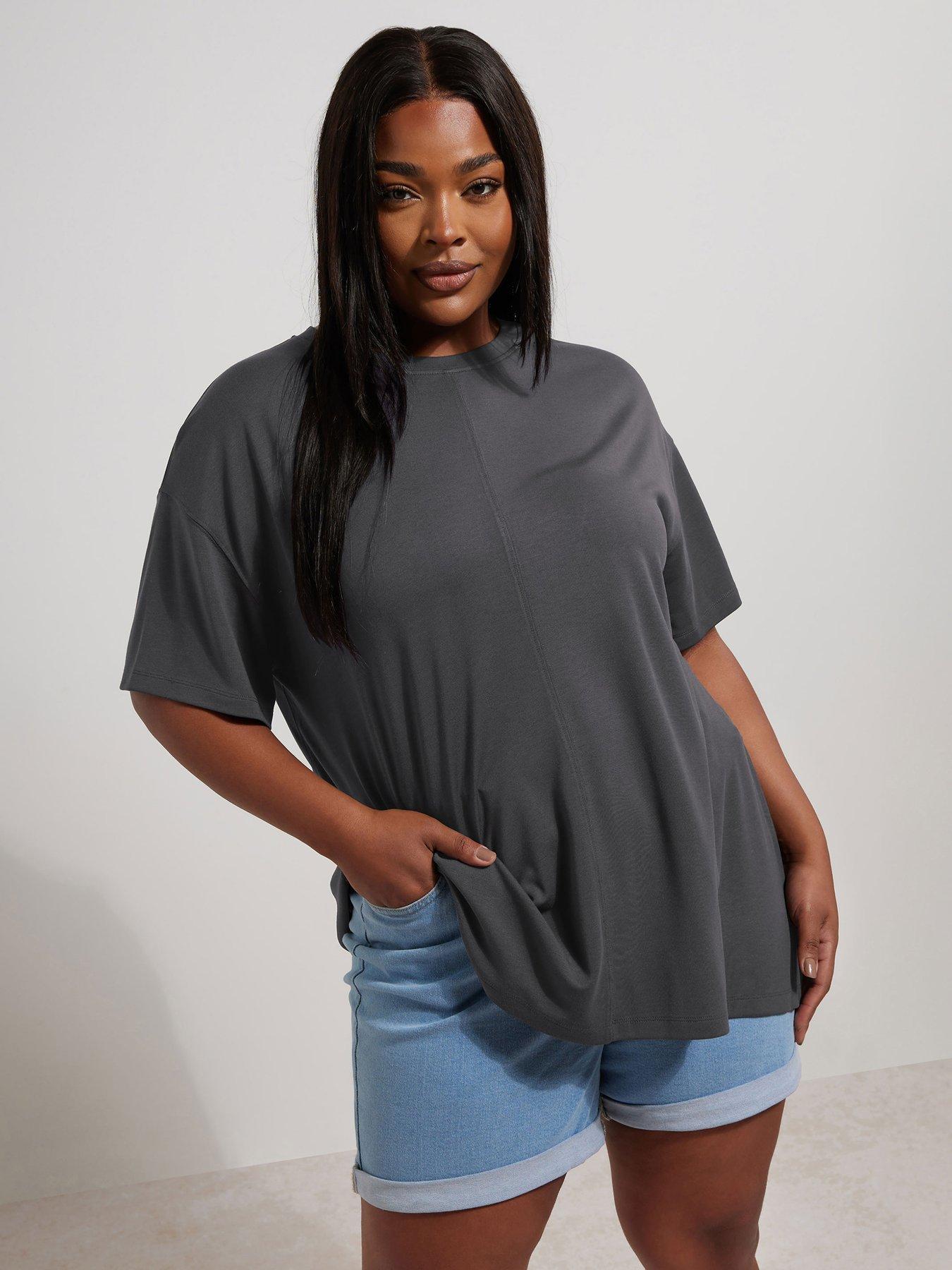 undefined Curve Boxy T-Shirt - Grey
