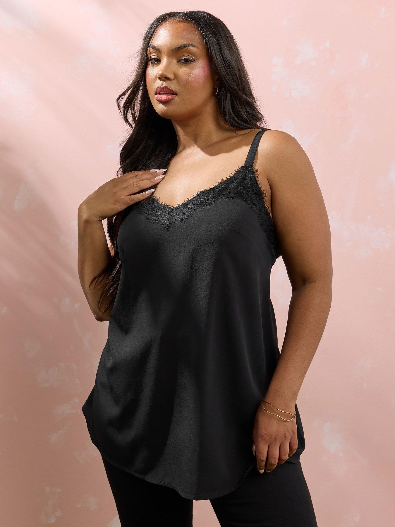 undefined Curve Lace Cami Top - Black