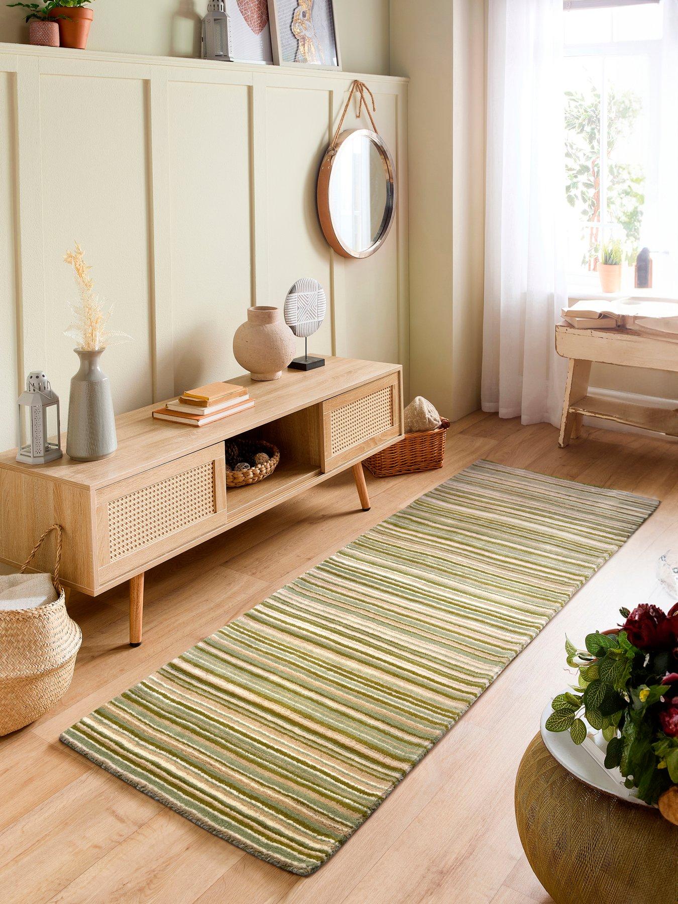 Very Home Fine Stripes Green Runner