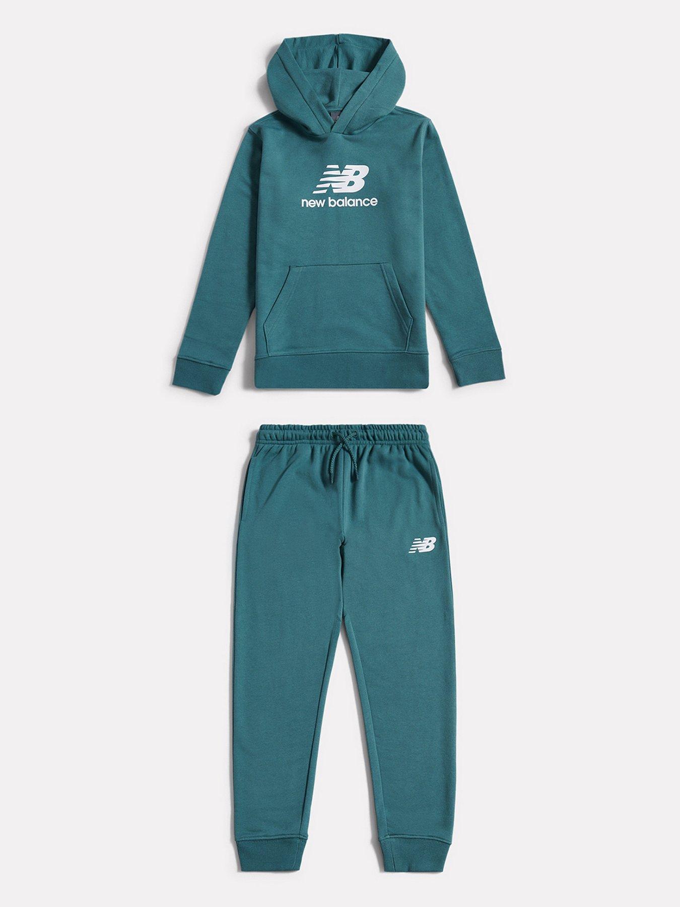 New Balance Junior Boys French Terry Stacked Logo Hoodie  &  Jogger Set - Green