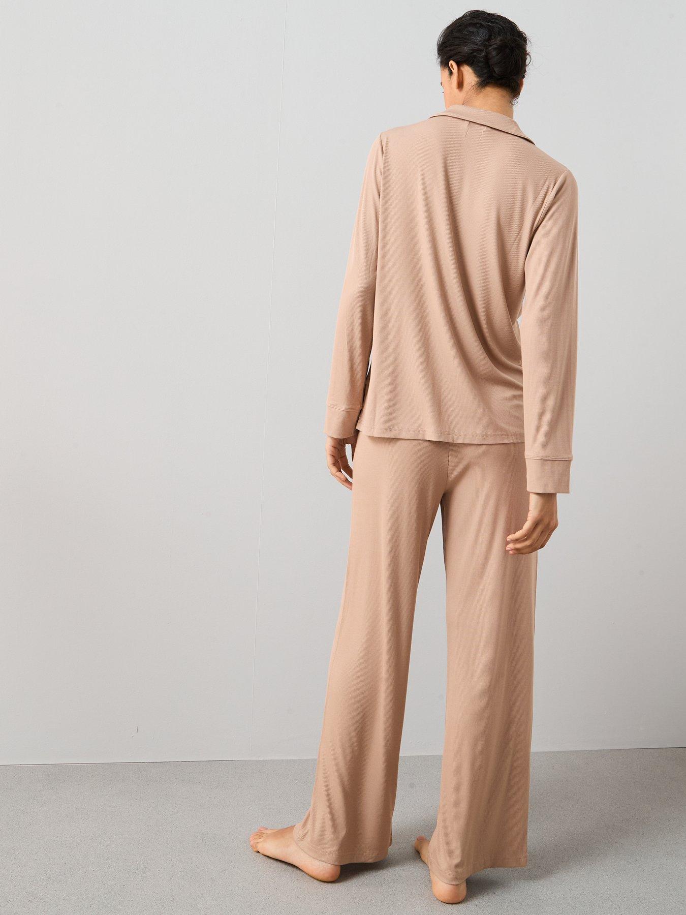 Image 2 of 5 of The Very Collection Rib Soft Touch Revere Pyjama Set - Beige