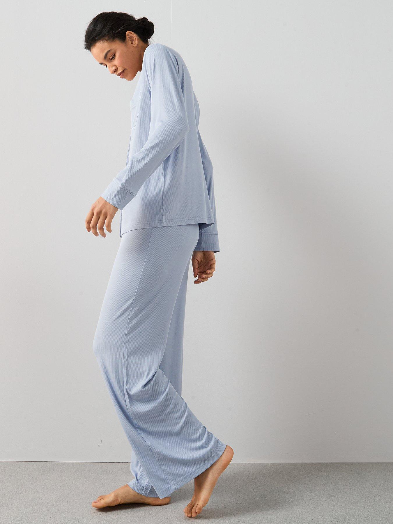 Image 5 of 5 of The Very Collection Ribbed Soft Touch Revere Pyjama Set - Blue