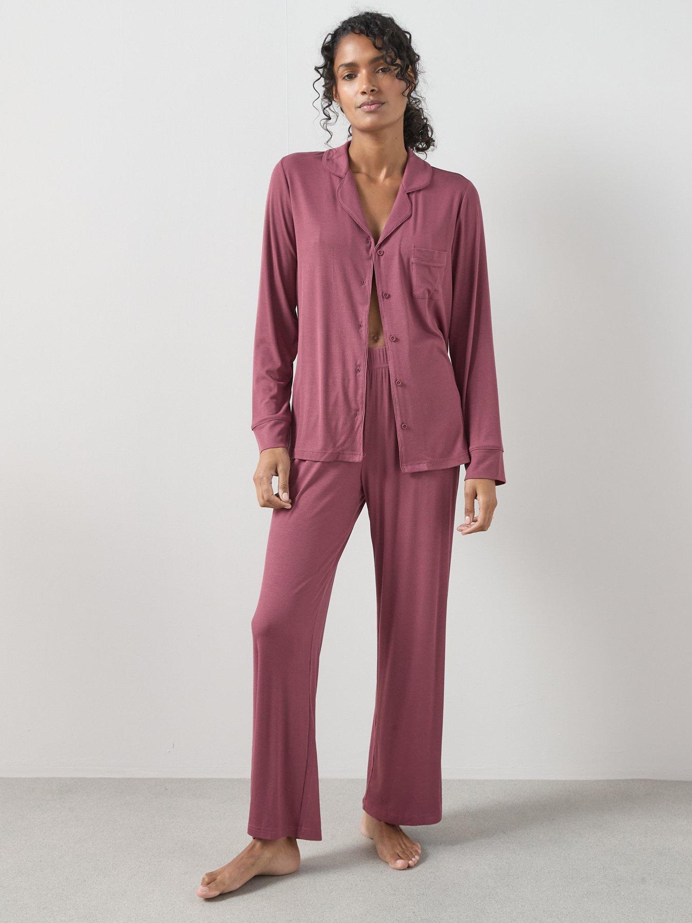 Image 3 of 6 of The Very Collection Rib Soft Touch Revere Pyjama Set - Purple
