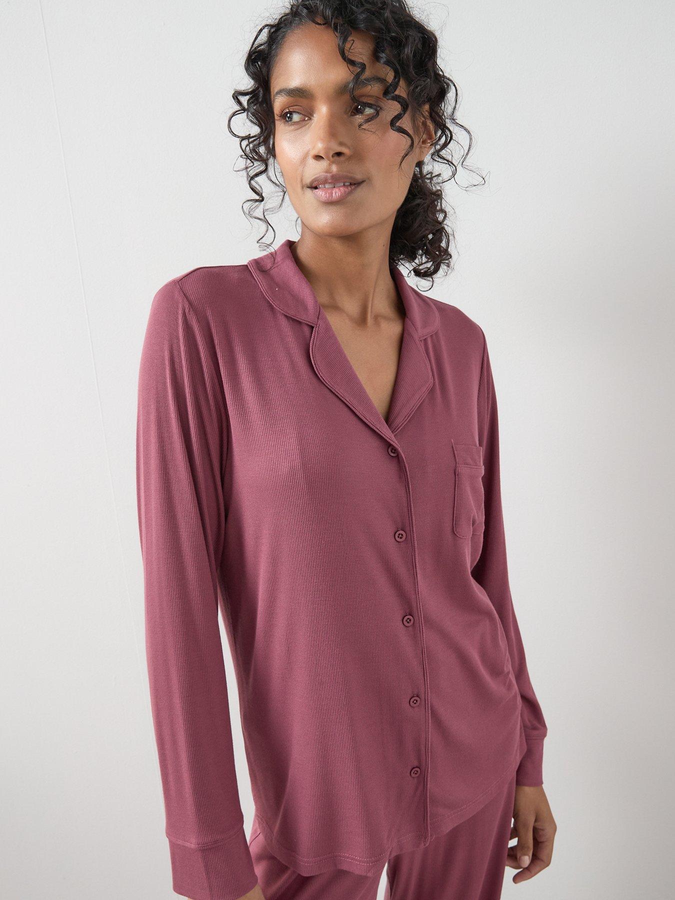 Image 4 of 6 of The Very Collection Rib Soft Touch Revere Pyjama Set - Purple
