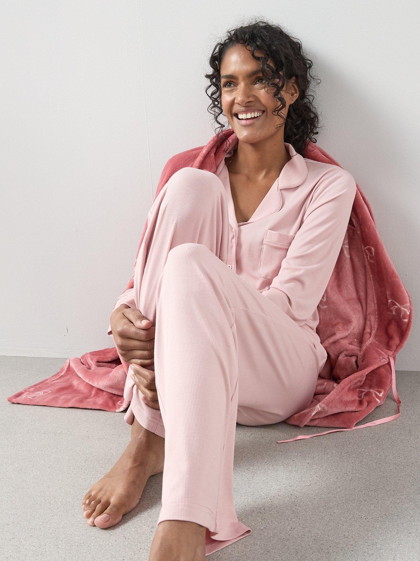 Image 6 of 6 of The Very Collection Rib Soft Touch Revere Pyjama Set - Pink