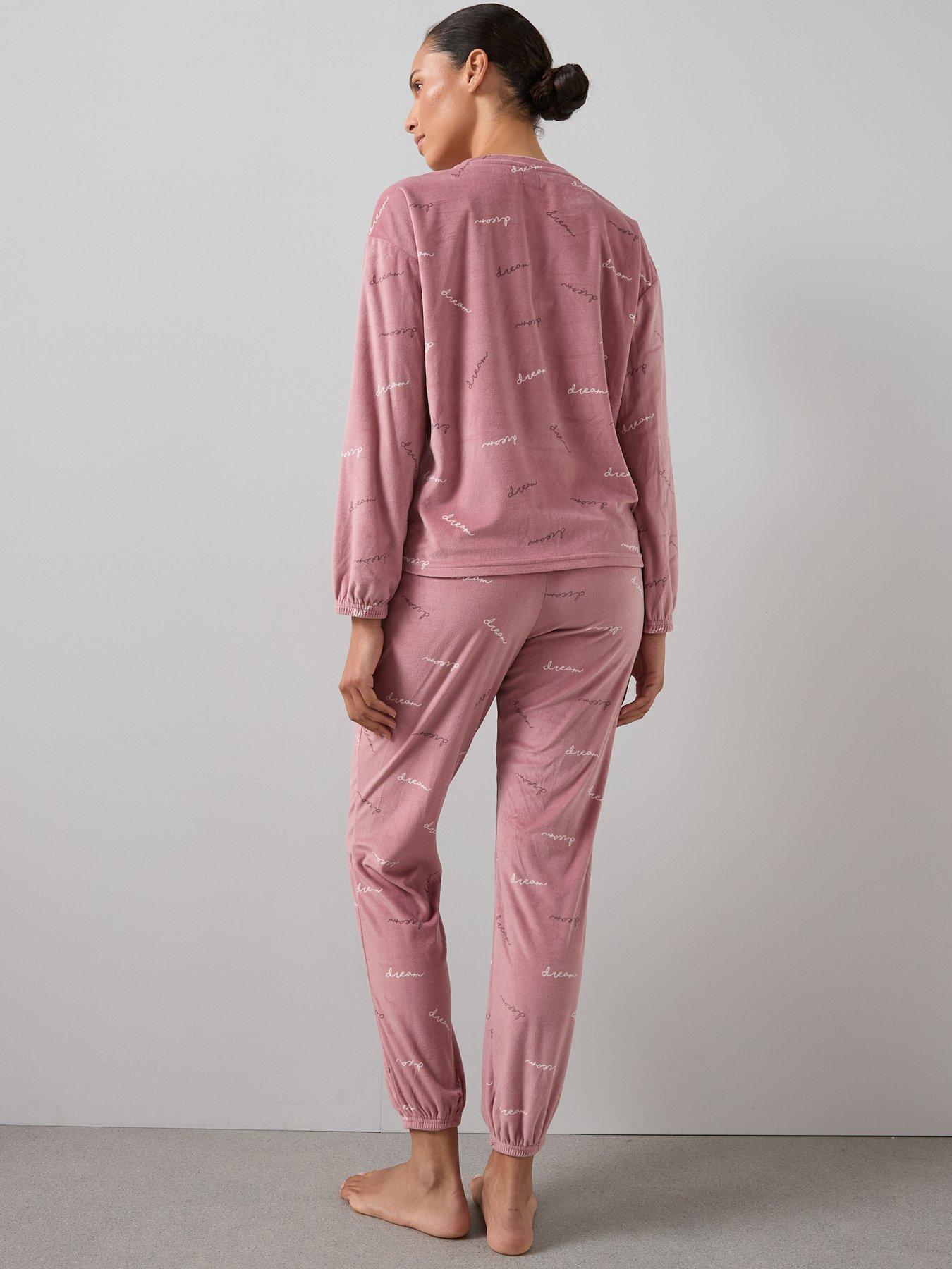 Image 2 of 6 of The Very Collection Fleece Love Top And Jogger Loungewear Set - Pink