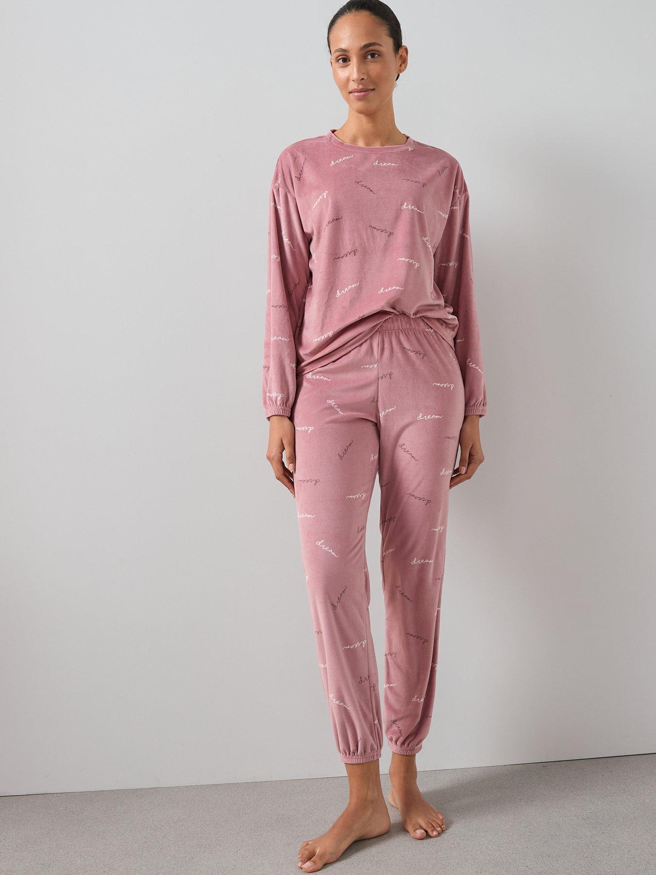 Image 3 of 6 of The Very Collection Fleece Love Top And Jogger Loungewear Set - Pink