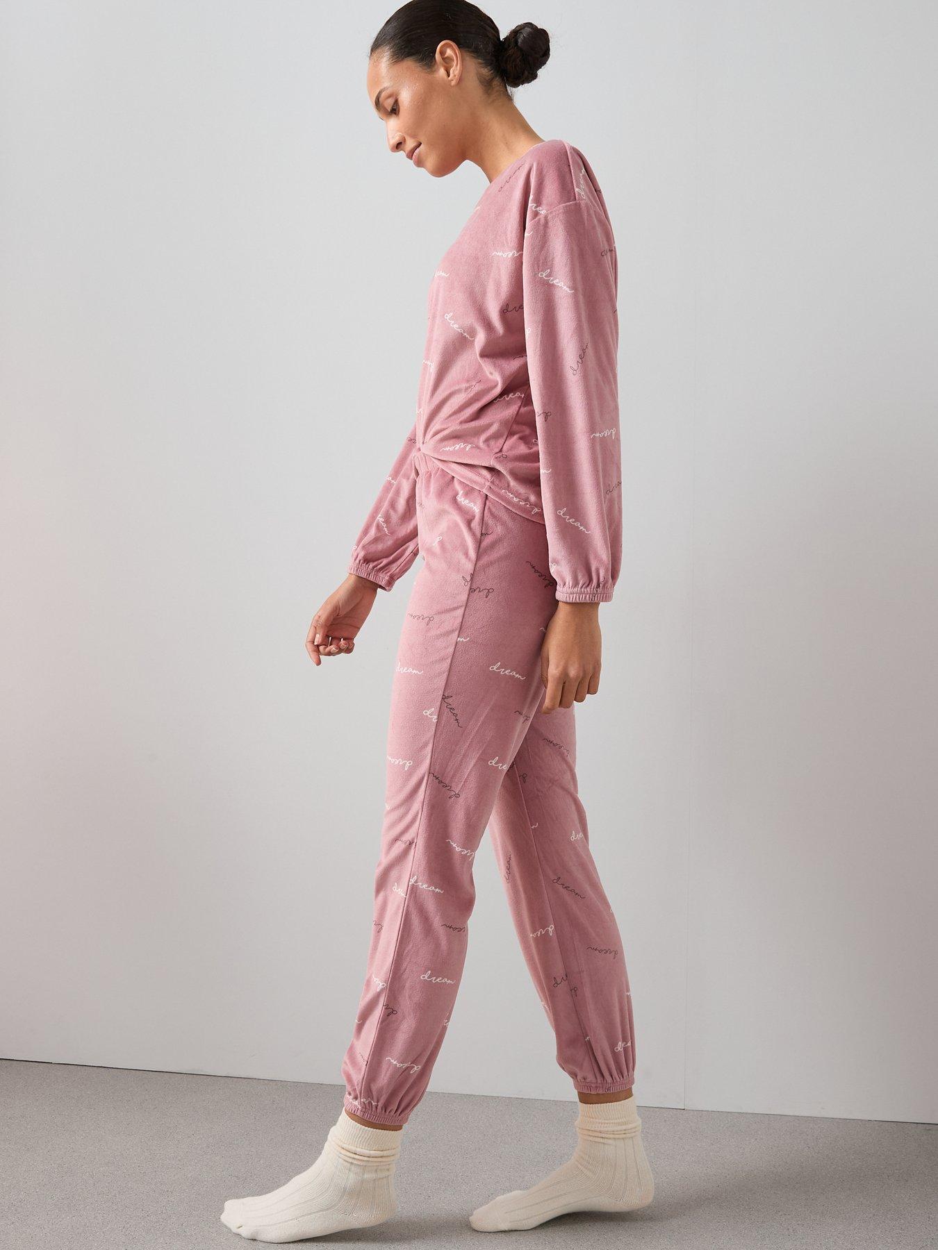 Image 5 of 6 of The Very Collection Fleece Love Top And Jogger Loungewear Set - Pink