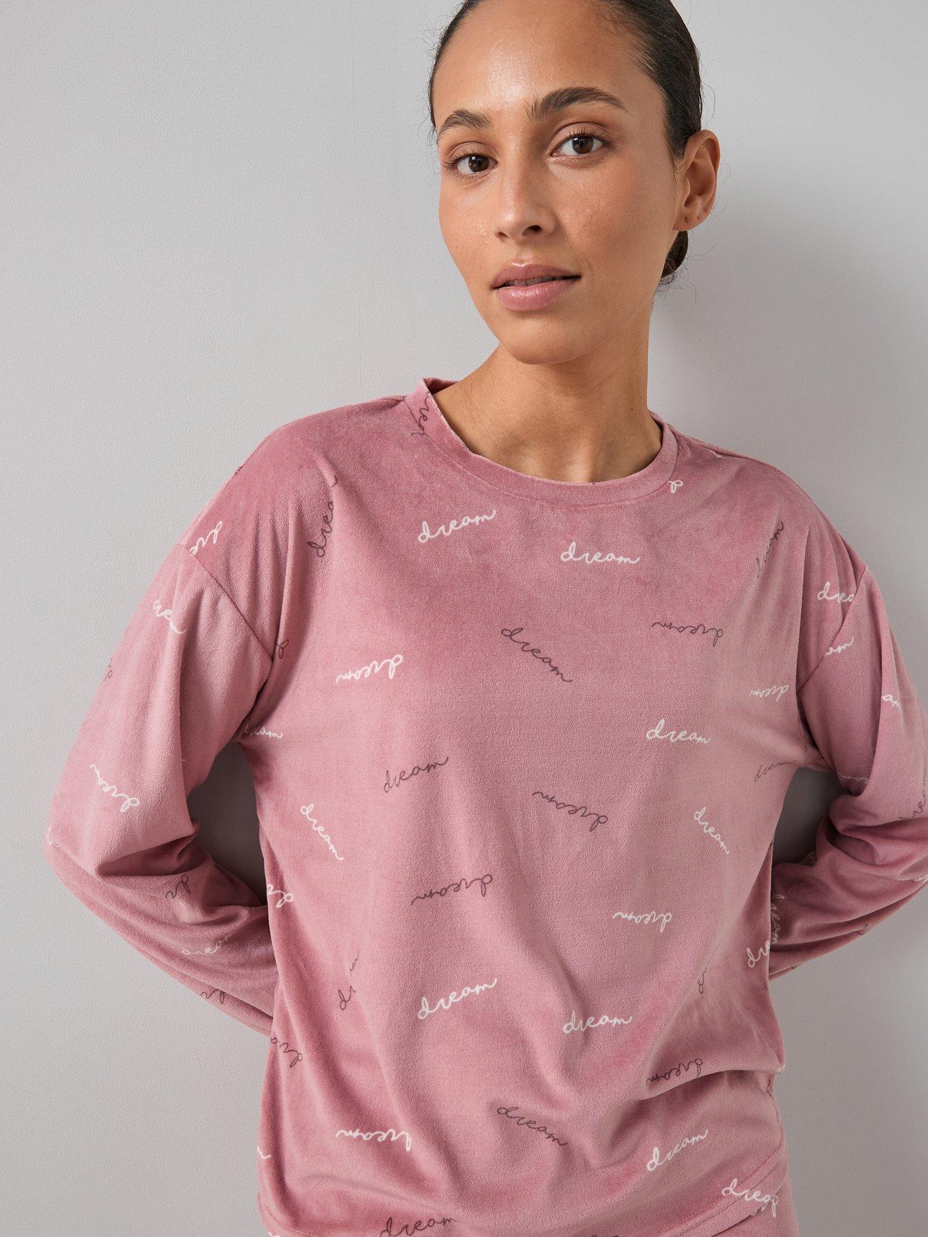 Image 6 of 6 of The Very Collection Fleece Love Top And Jogger Loungewear Set - Pink