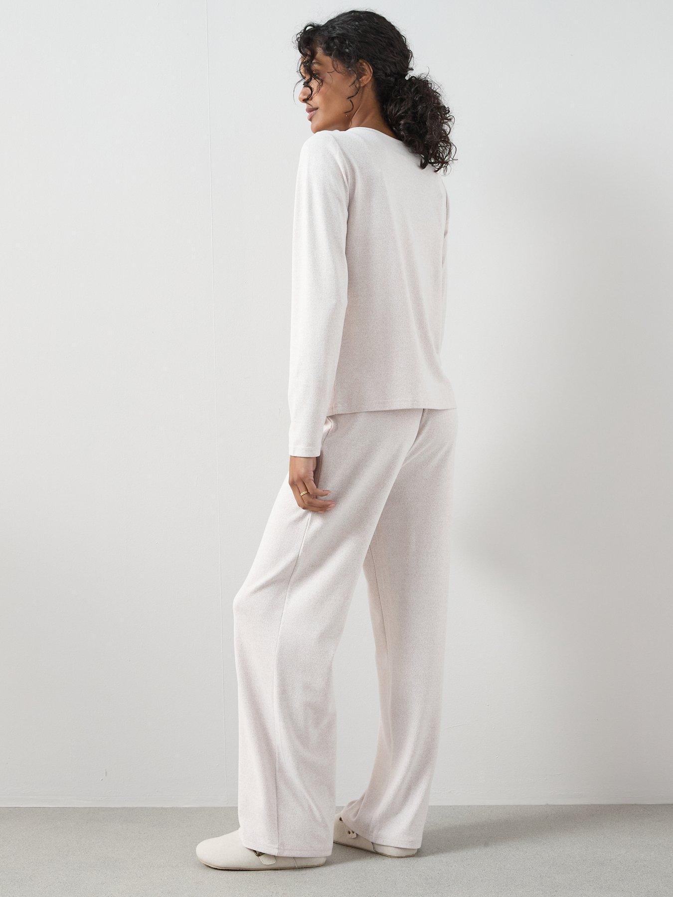 Image 2 of 6 of The Very Collection 3 Piece Vest, Cardigan And Wide Leg Loungewear Set - Cream