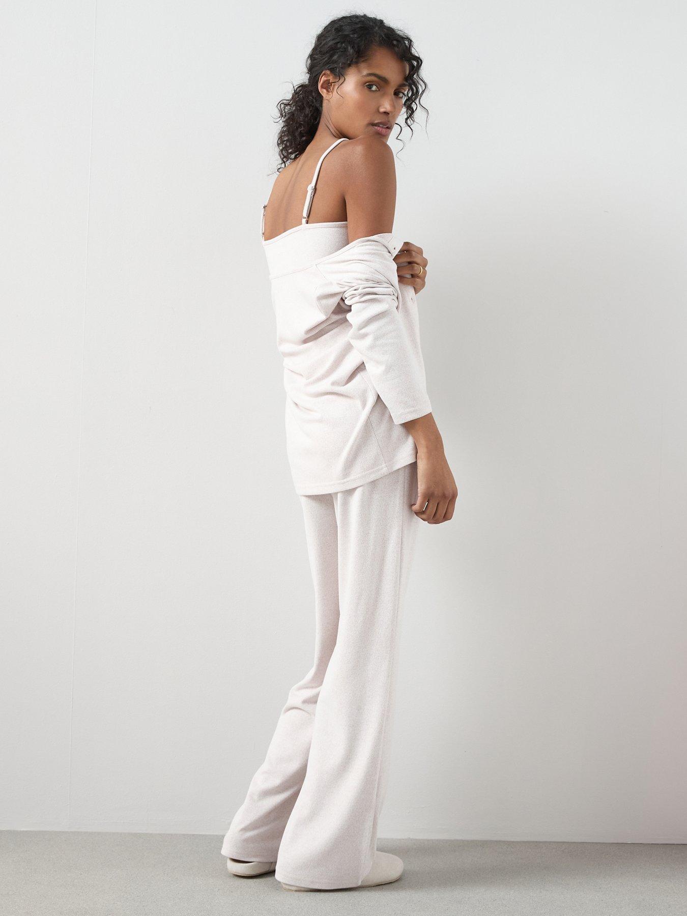 Image 5 of 6 of The Very Collection 3 Piece Vest, Cardigan And Wide Leg Loungewear Set - Cream