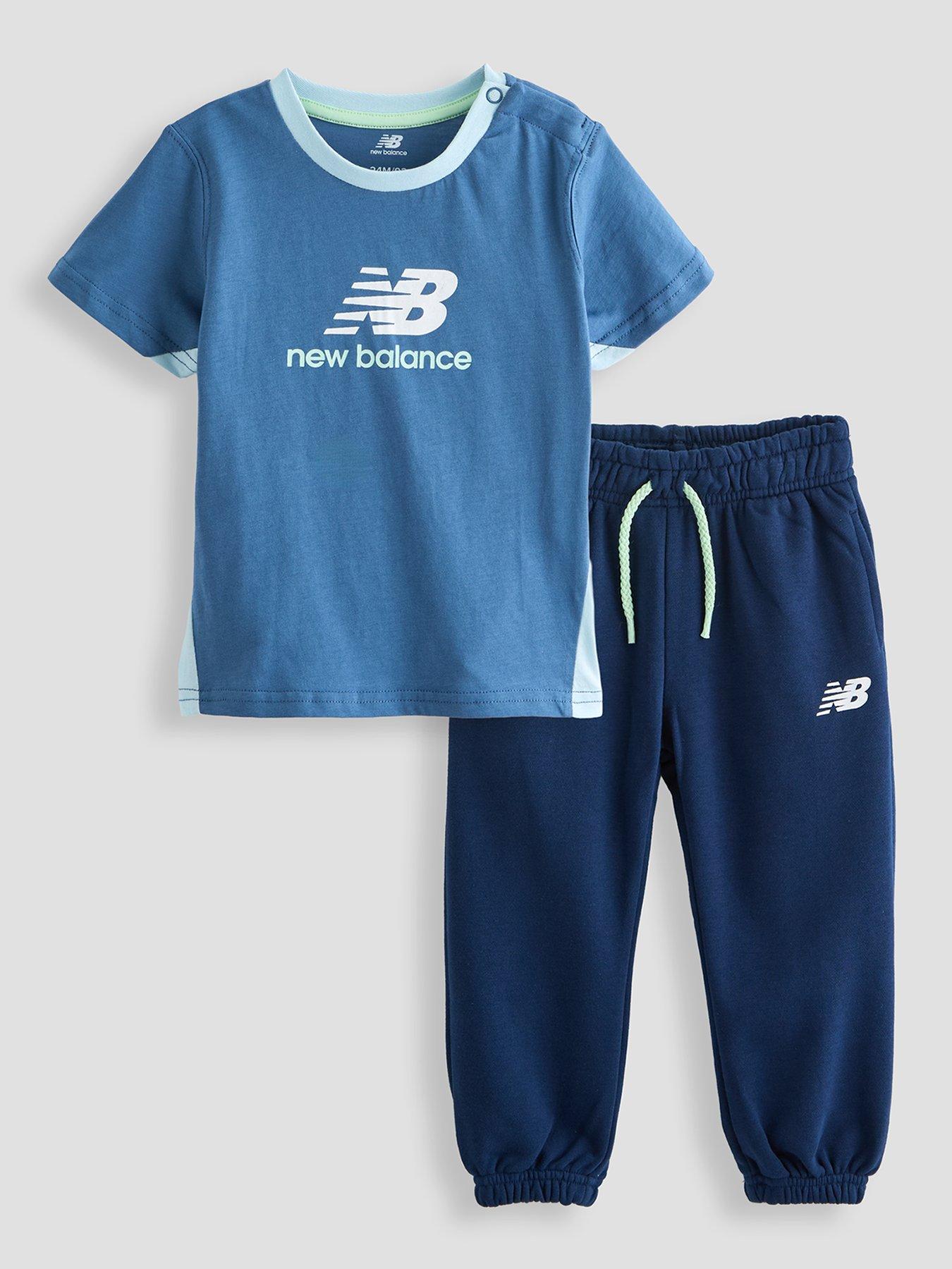 New Balance: Kids Boys Contrast Panel Tee  &  French Terry Jogger Set - Blue