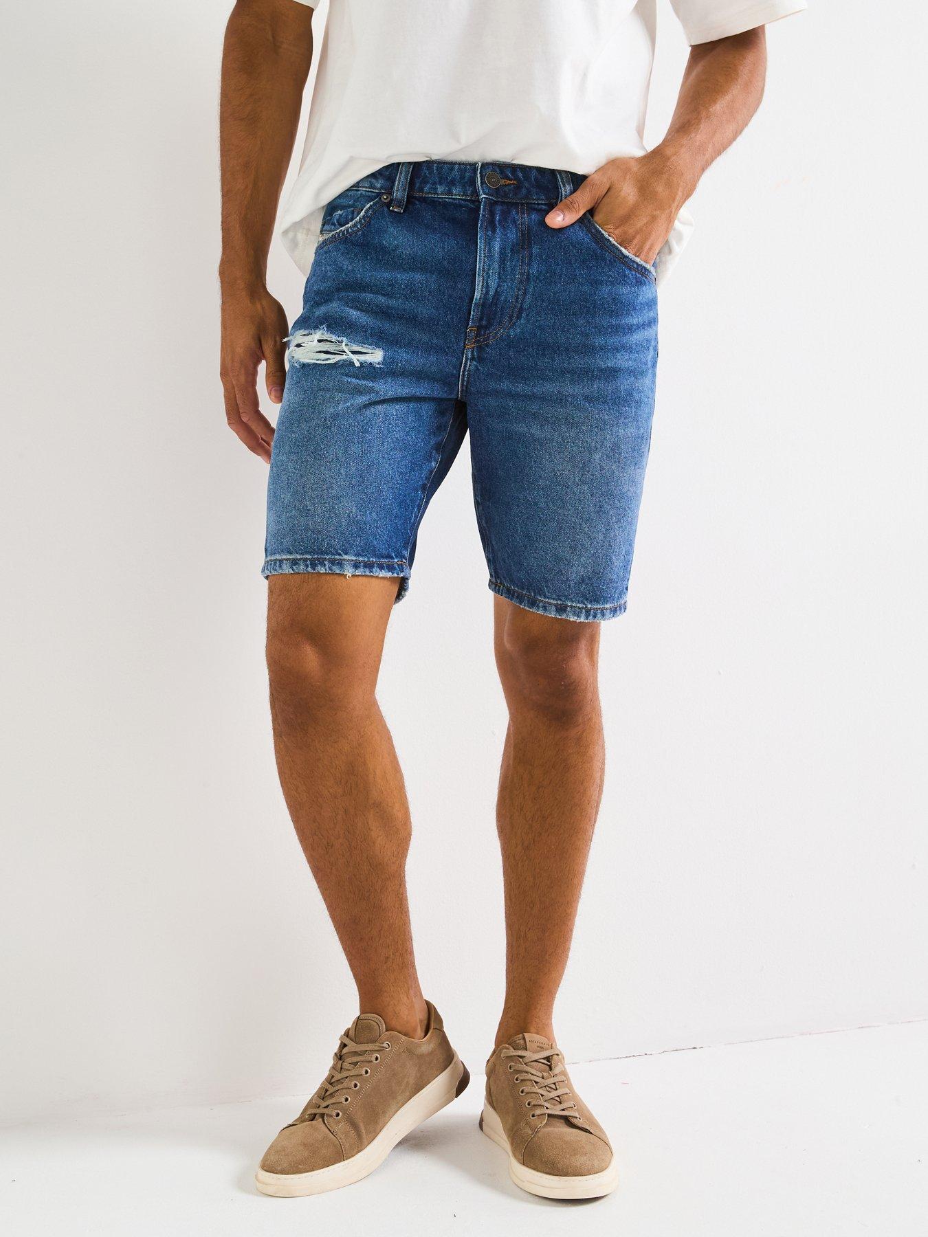 Diesel Distressed Slim Denim Shorts - Blue