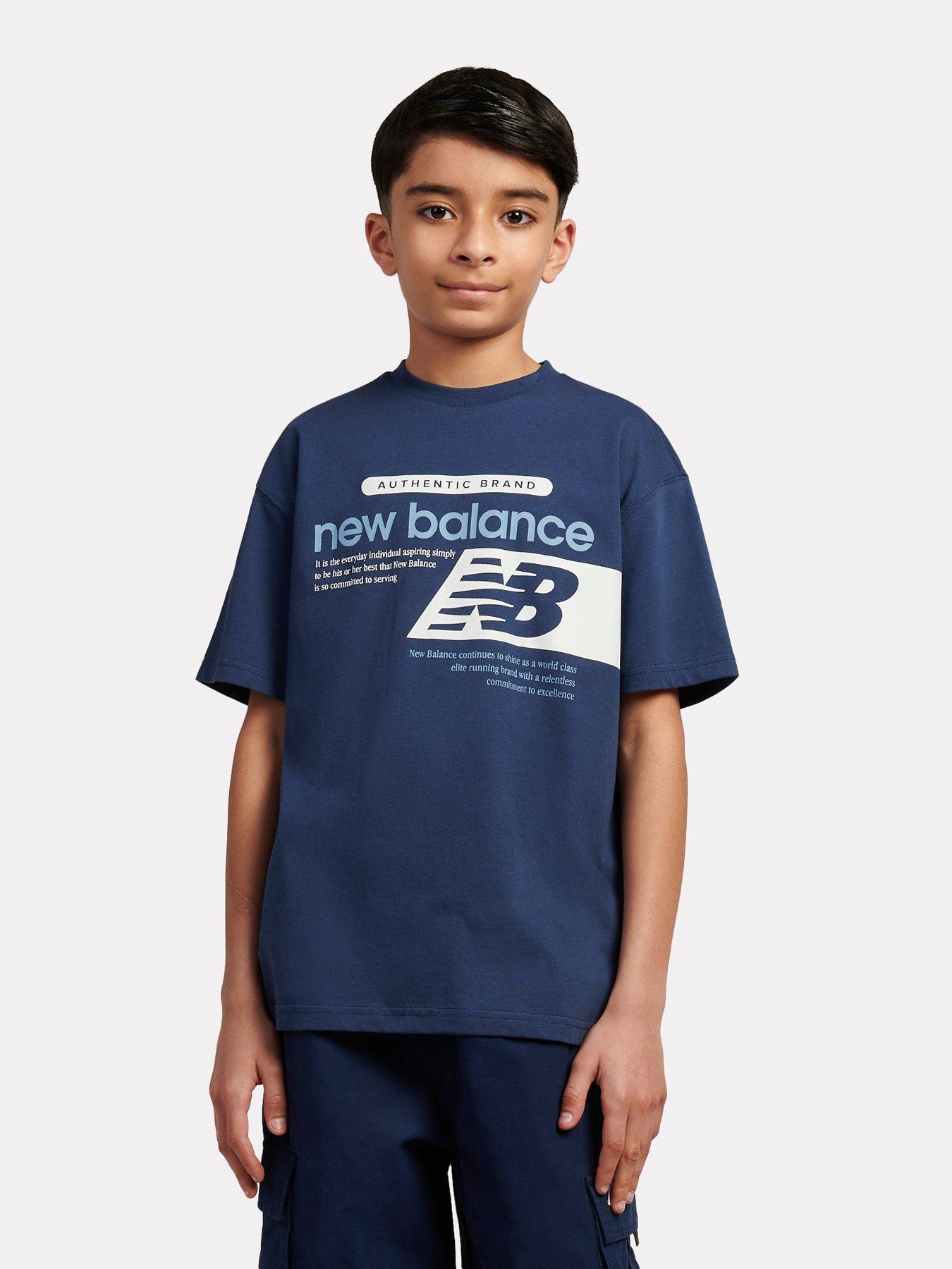 New Balance Junior Boys Authentic Brand Players Graphic T-Shirt - Navy