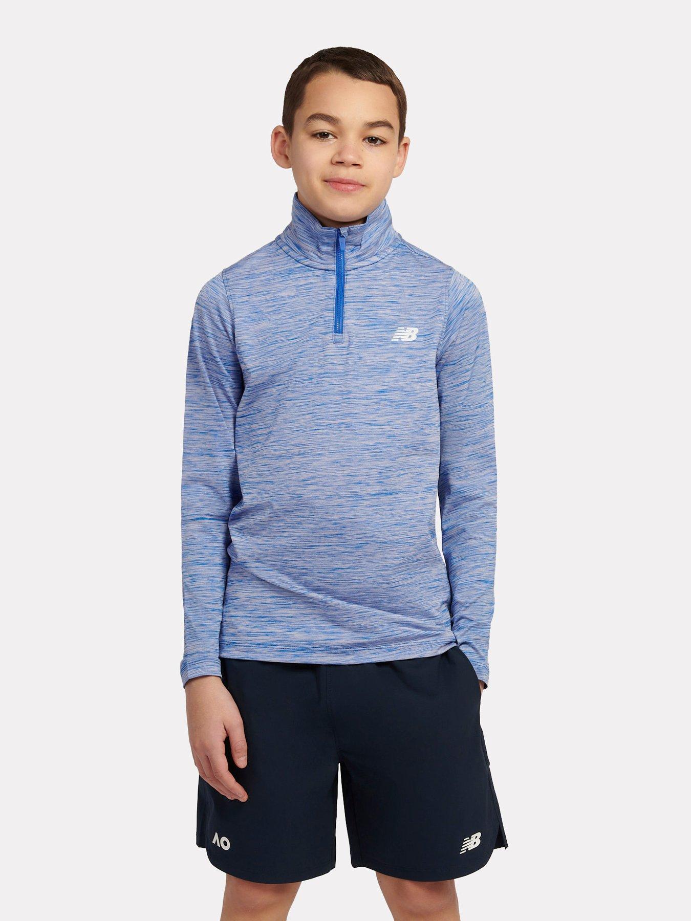 New Balance Junior Boys Athletics Quarter Zip Funnel - Blue