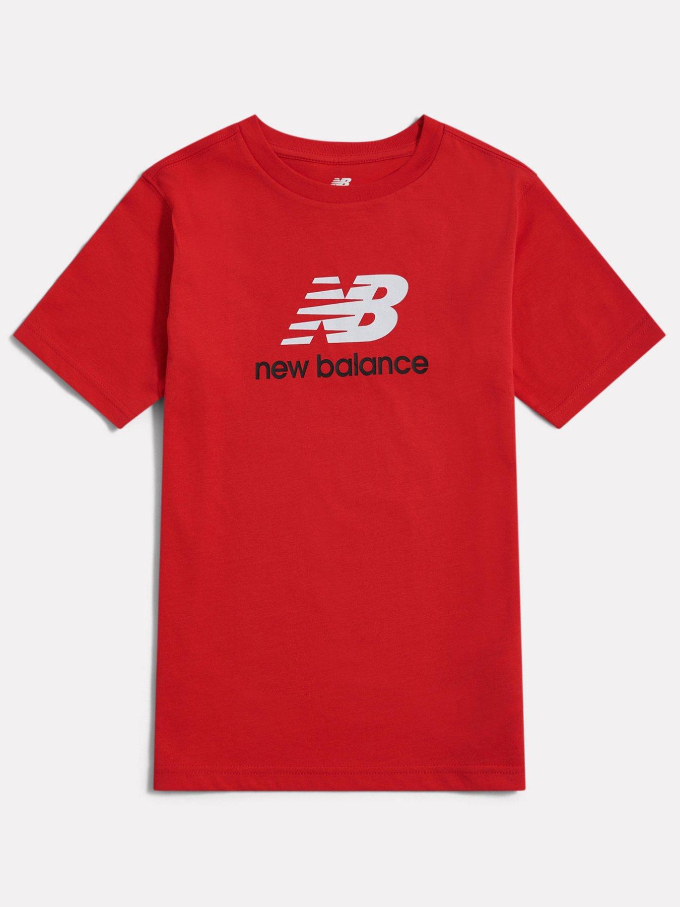 New Balance: Junior Boys Jersey Stacked Logo T-Shirt - Red