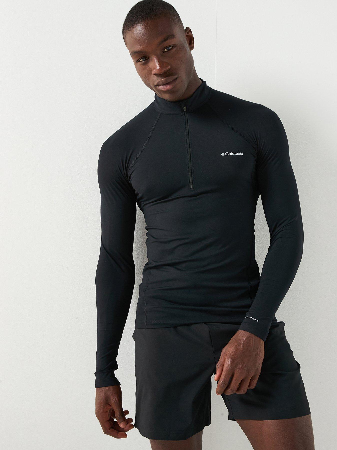 Columbia Mens Midweight Stretch Long Sleeve Half Zip Top - Black