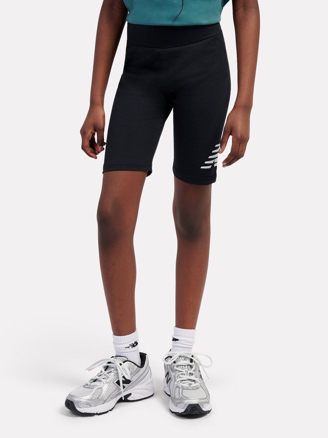 New Balance Junior Girls Stacked Logo Cycle Short - Black