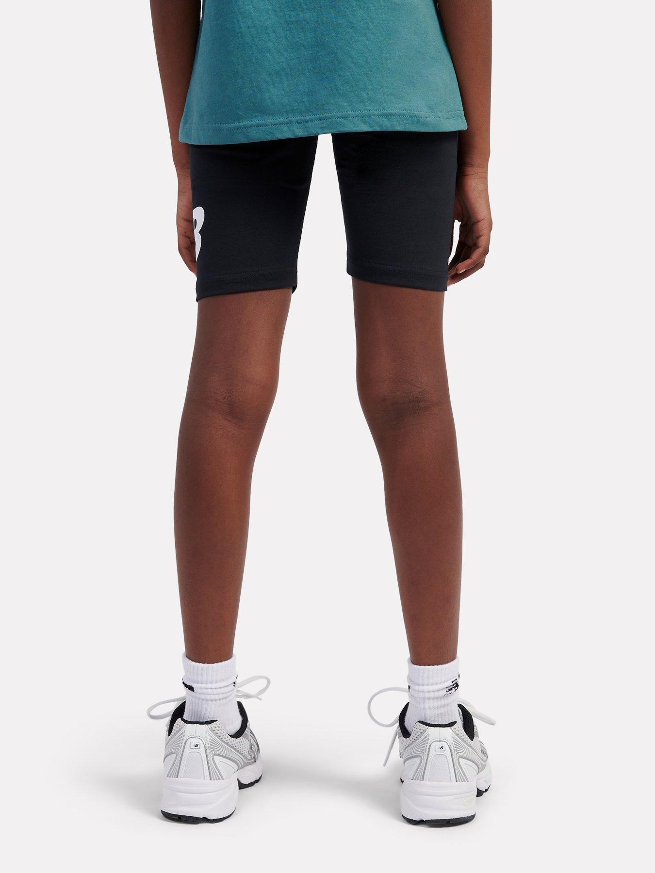 Image 2 of 6 of New Balance Junior Girls Stacked Logo Cycle Short - Black