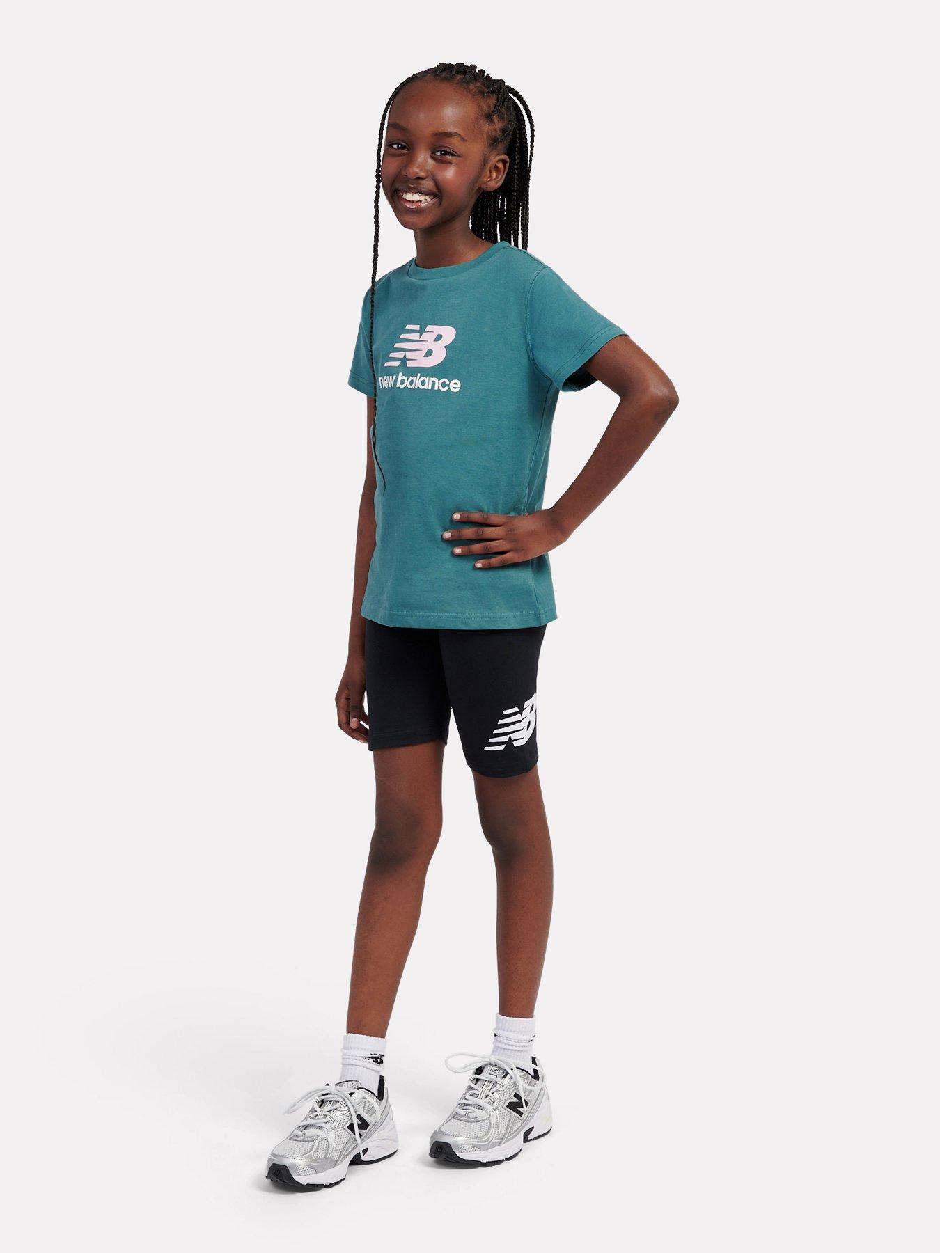 Image 3 of 6 of New Balance Junior Girls Stacked Logo Cycle Short - Black