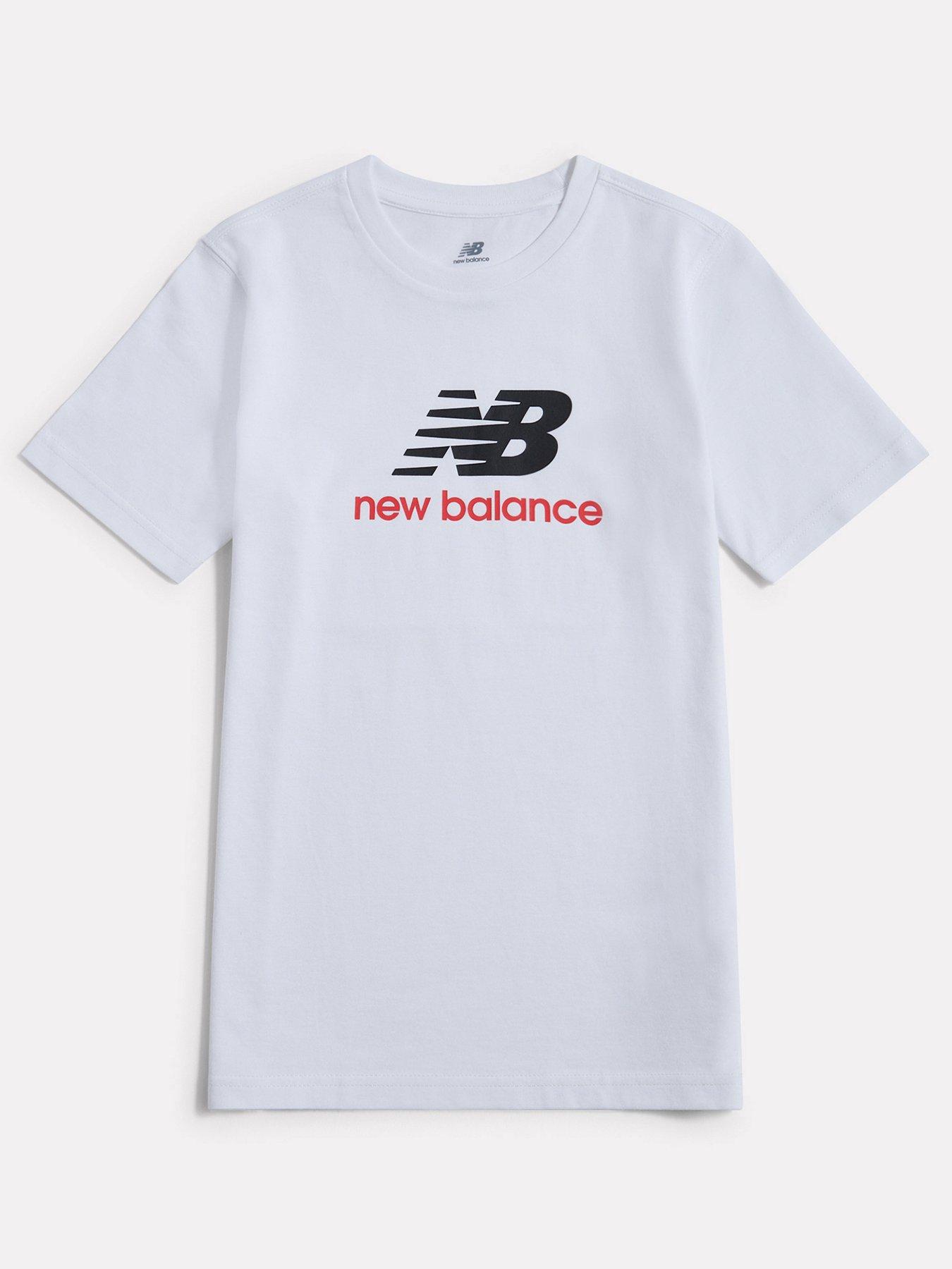 New Balance Junior Boys Jersey Stacked Logo T-Shirt - White