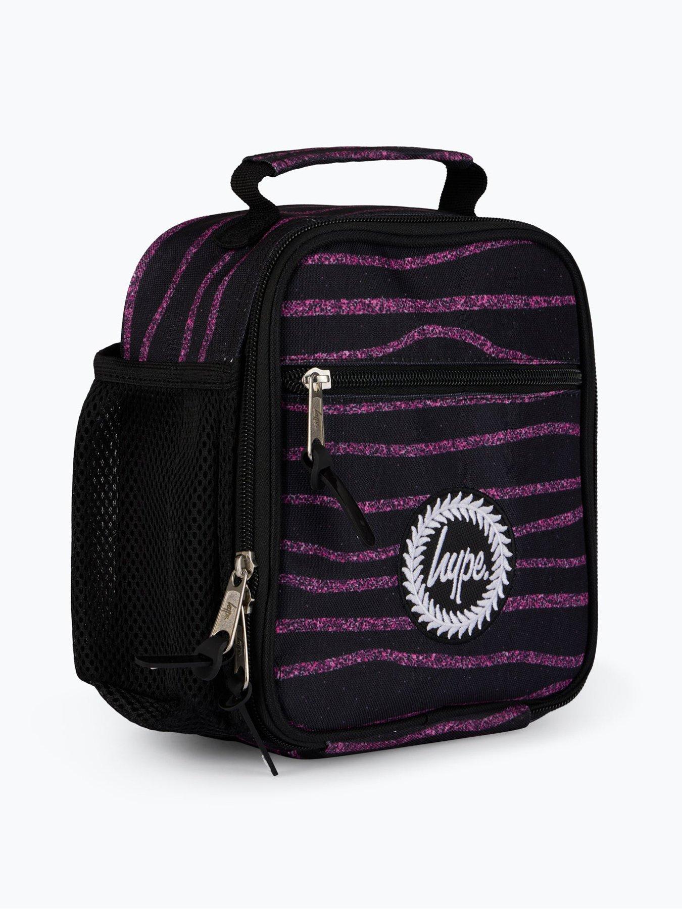 Image 3 of 5 of Hype Unisex Glitter Stripe Lunch Bag - Black