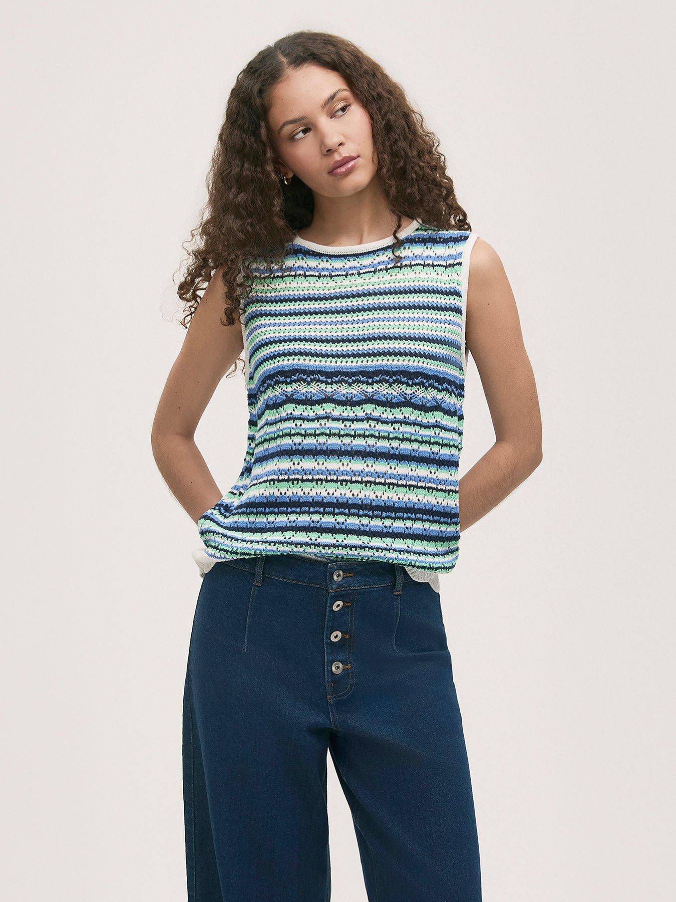 undefined Porsha Striped Vest - Blue