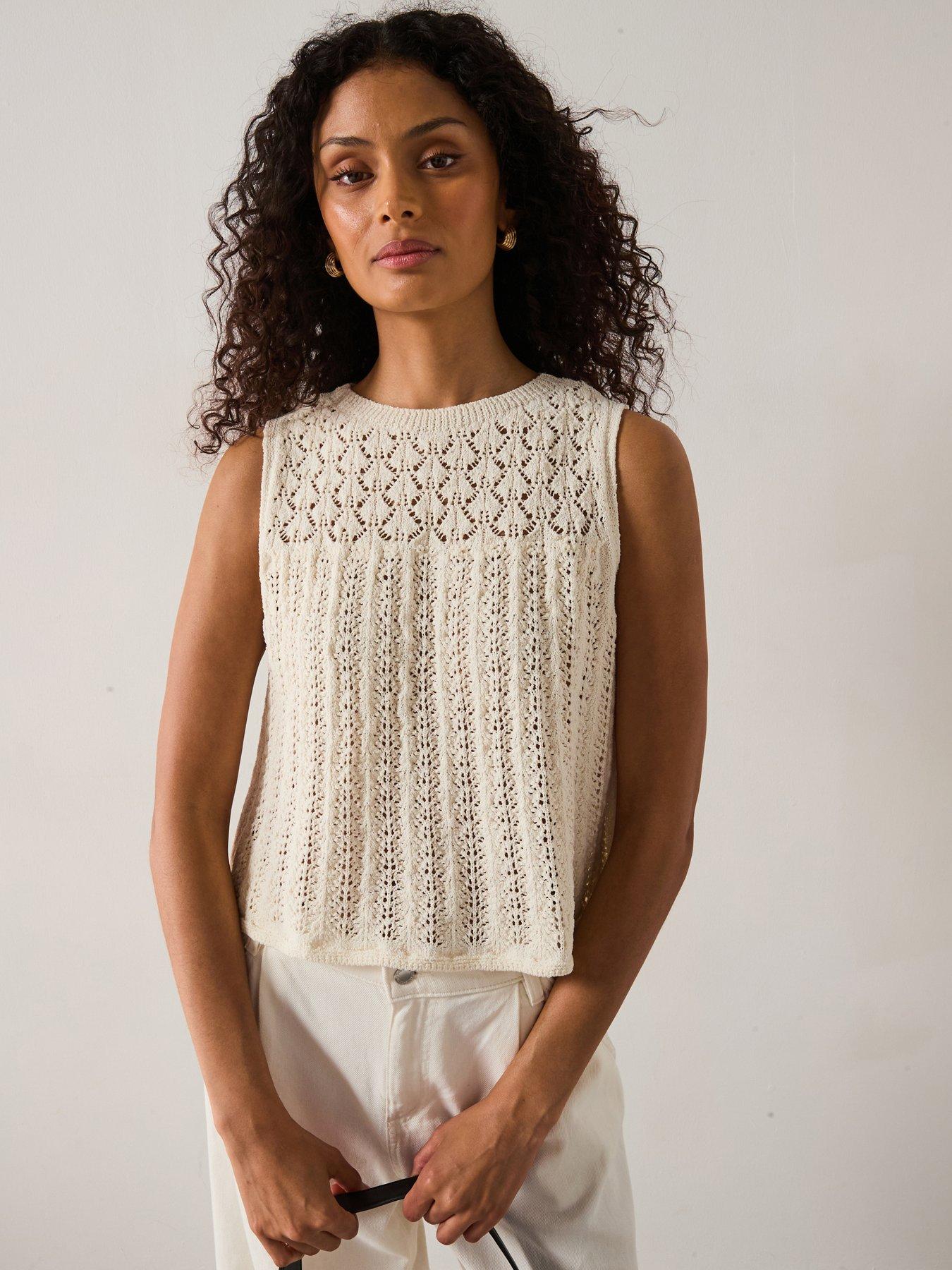 Only Loxy Structure O-Neck Knitted Top - Rose/Ecru