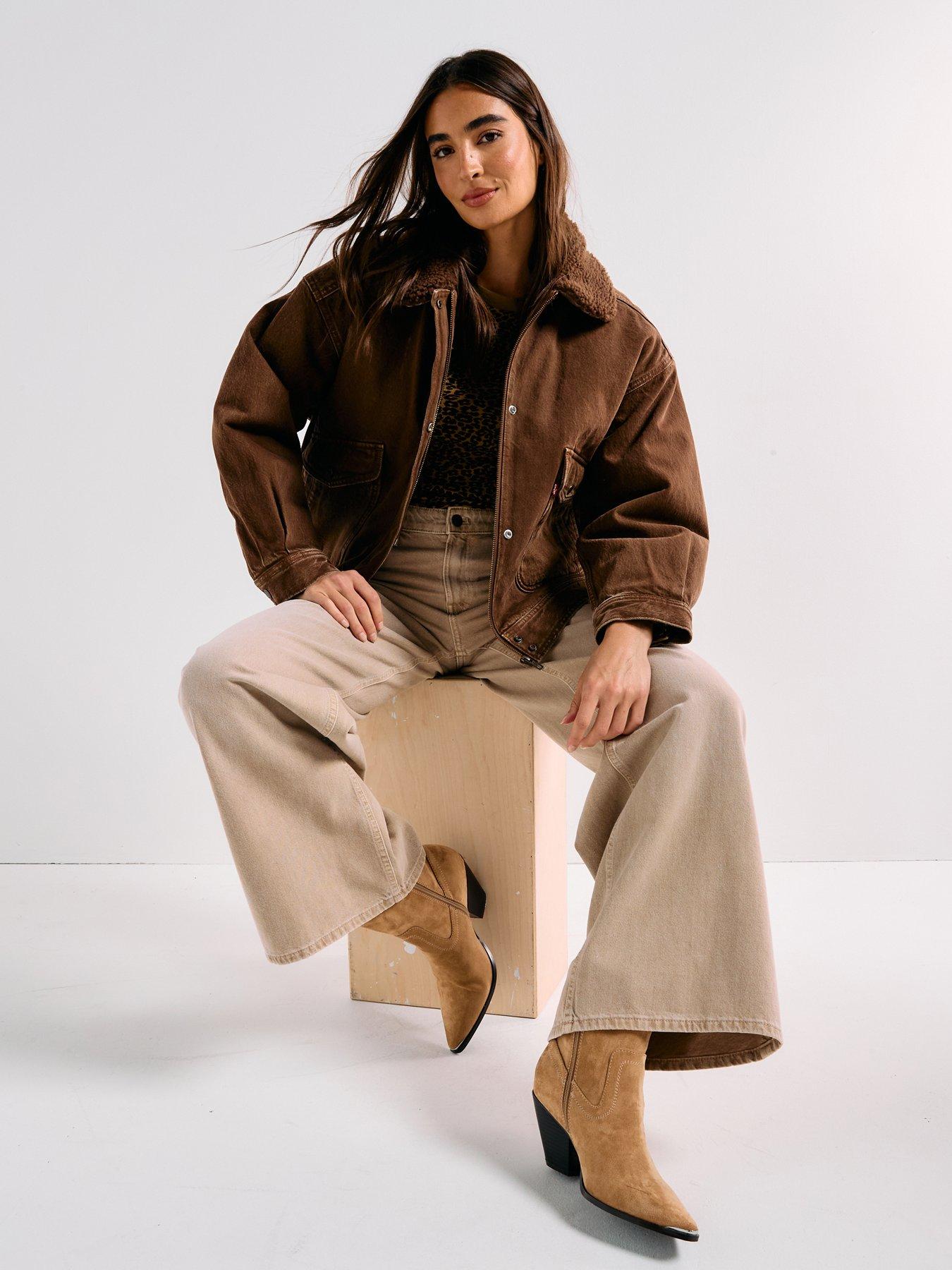 undefined Sherpa Bomber Jacket - Lariat Luck Bomber - Brown