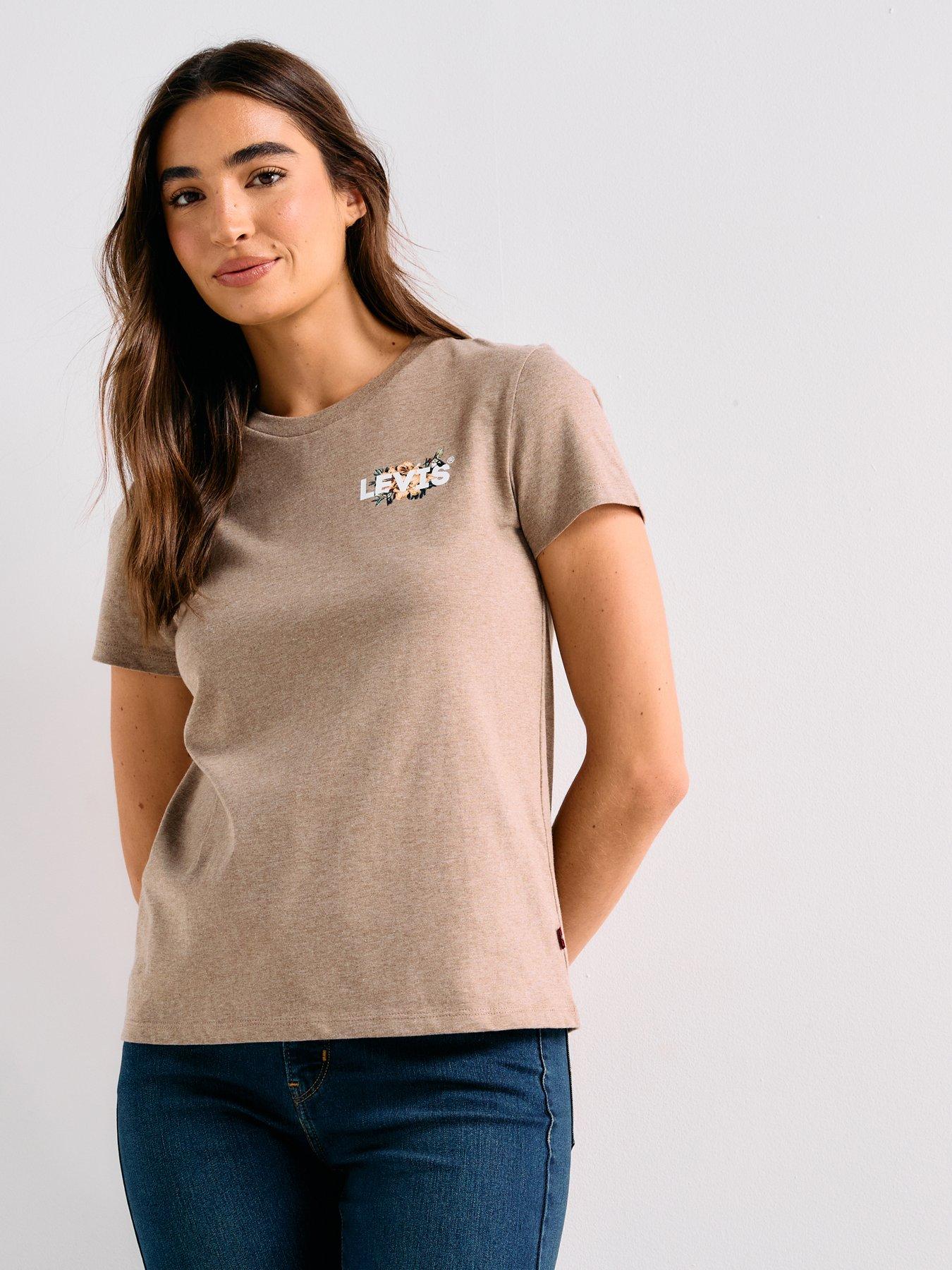undefined Perfect T-Shirt - Hummingbird Hl Logo Taupe Gray Heather - Beige