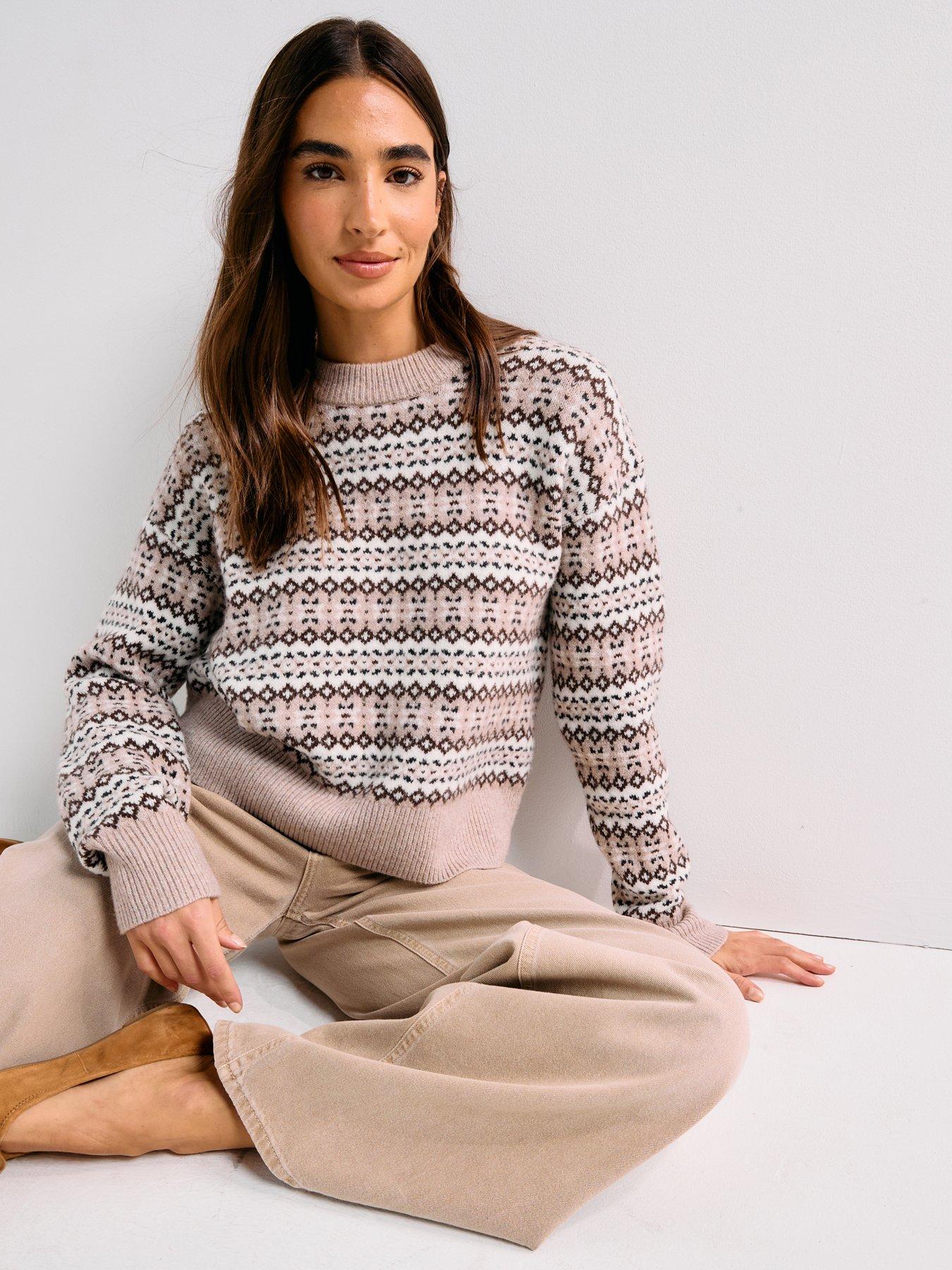 Image 1 of 6 of Levi's Ines Fairisle Sweater - Taupe Heather Wool Blend