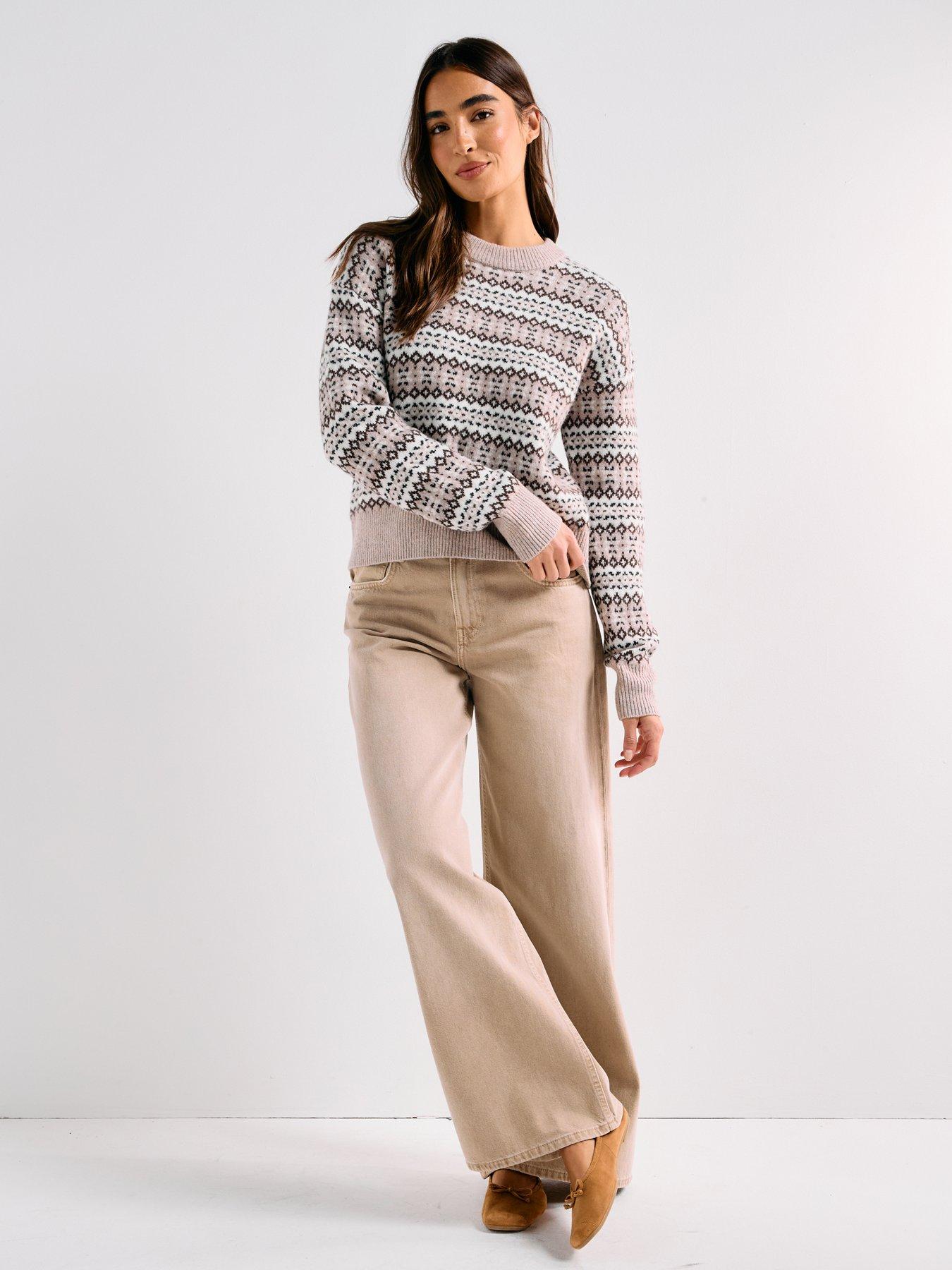 Image 3 of 6 of Levi's Ines Fairisle Sweater - Taupe Heather Wool Blend