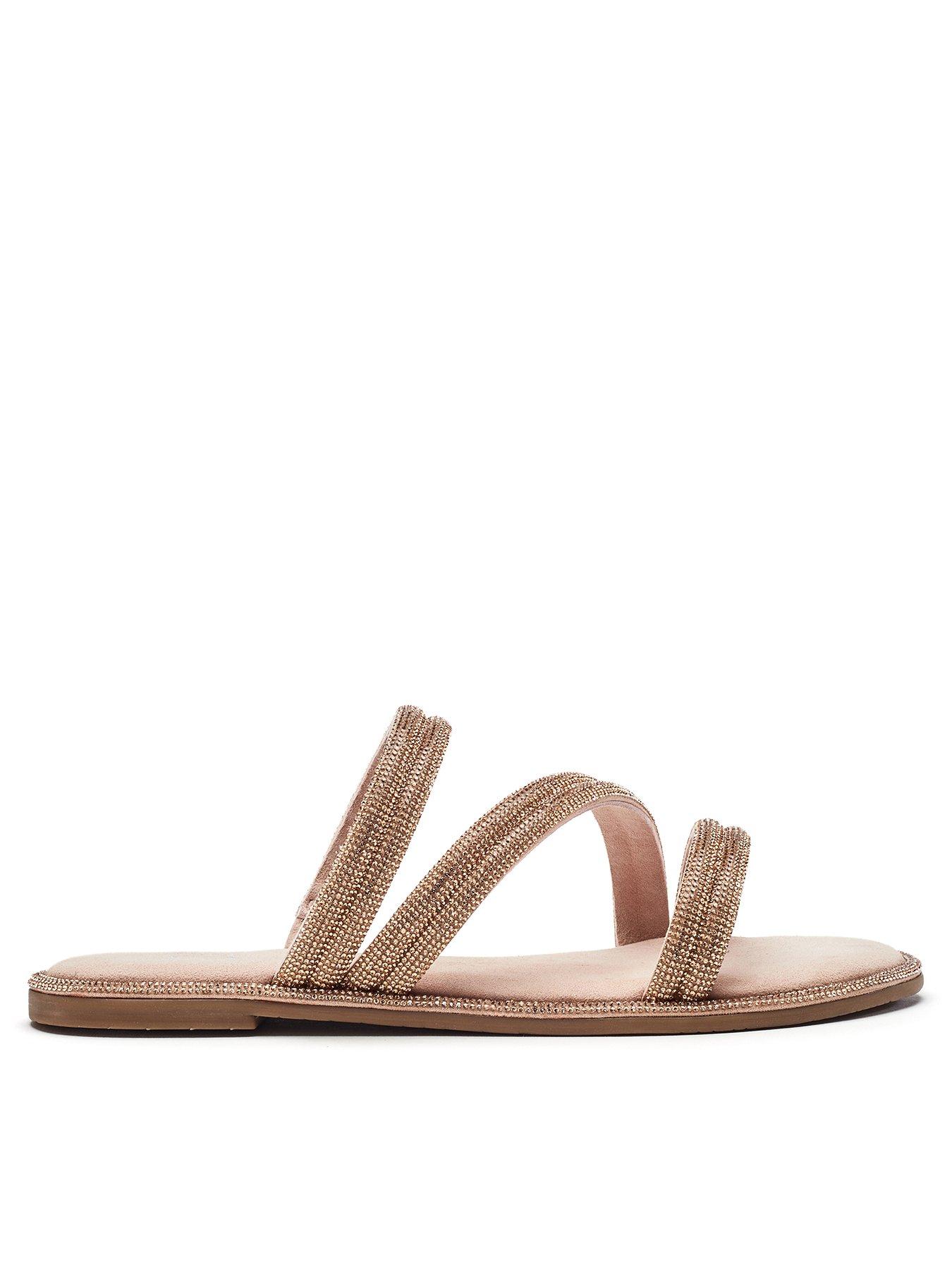 Image of Moda In Pelle Lilyvalley Strappy Flat Sandals - Rose Gold
