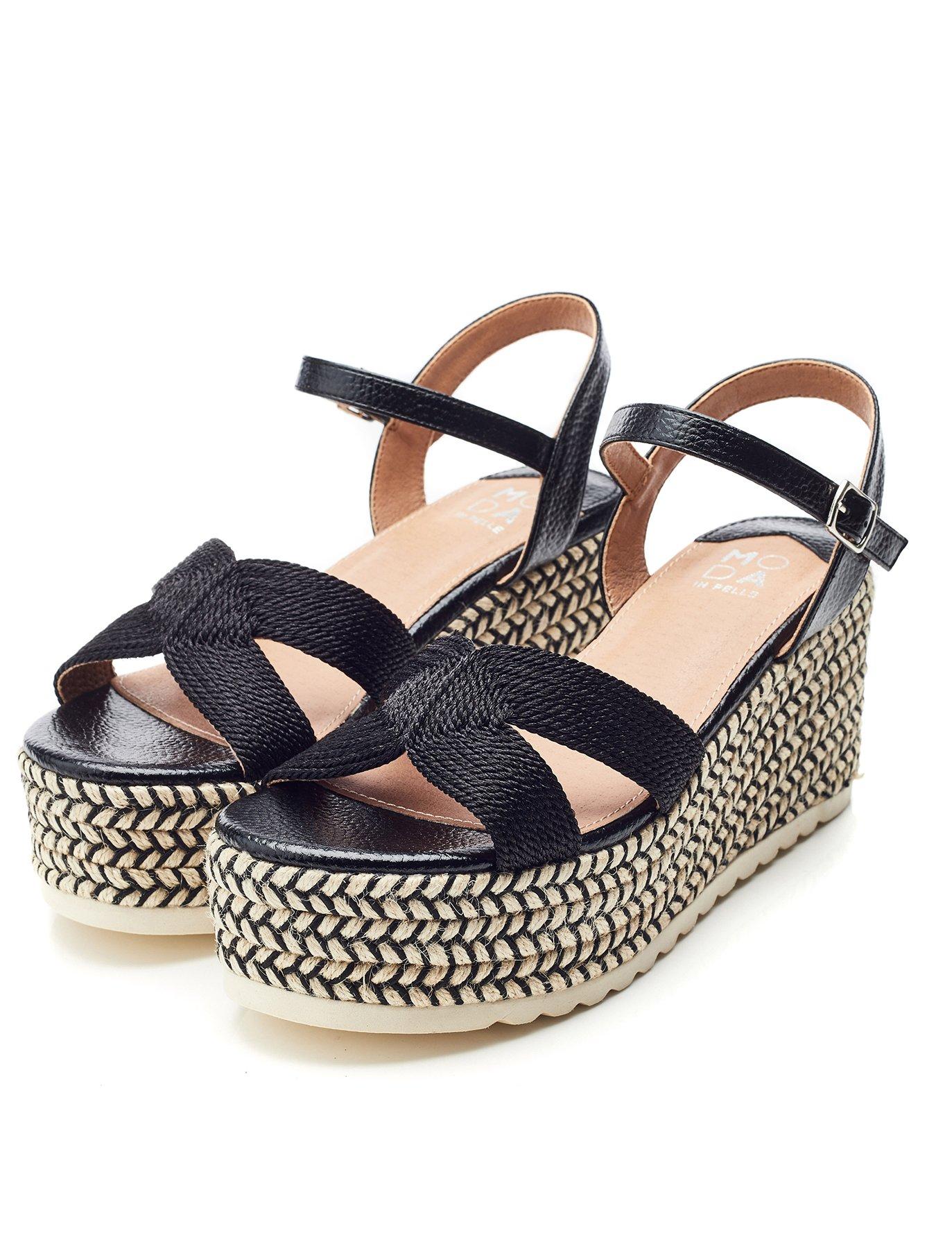 Image 2 of 4 of Moda In Pelle Pialva Wedge Sandals - Black