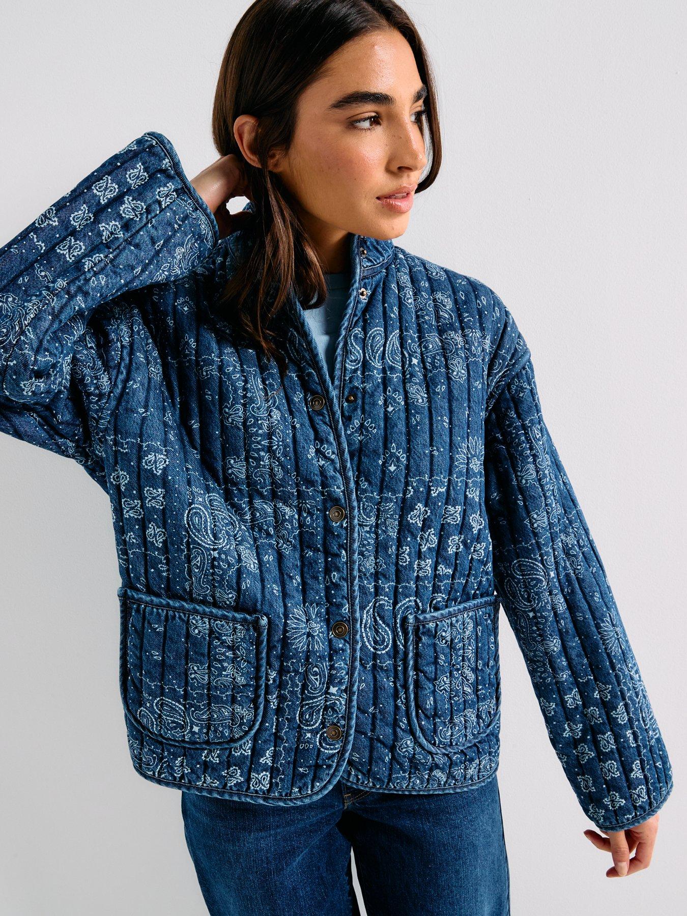 undefined Lottie Liner Jacket - Emme Patchwork Bandana Dark Indigo - Blue
